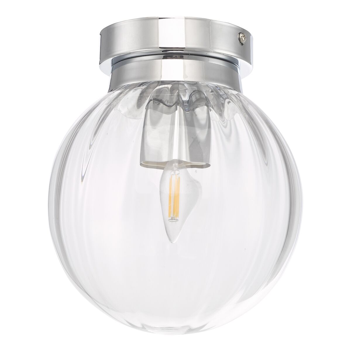 Kavi Bathroom Flush Polished Chrome Glass IP44<br>Ribbed Glass - Image 2