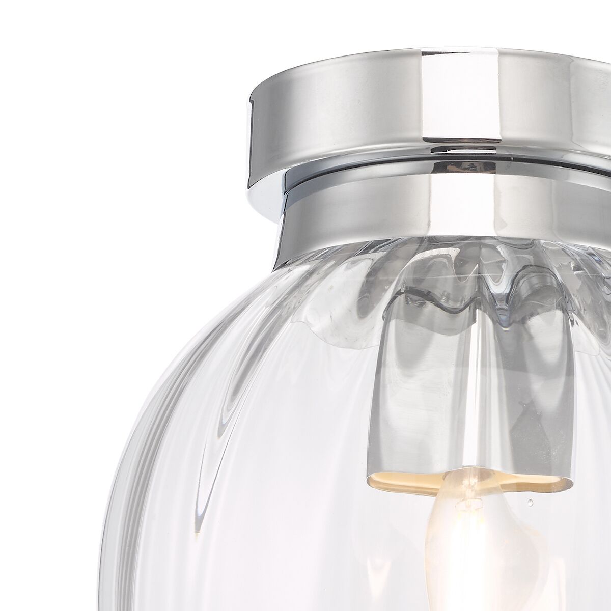 Kavi Bathroom Flush Polished Chrome Glass IP44<br>Ribbed Glass - Image 3