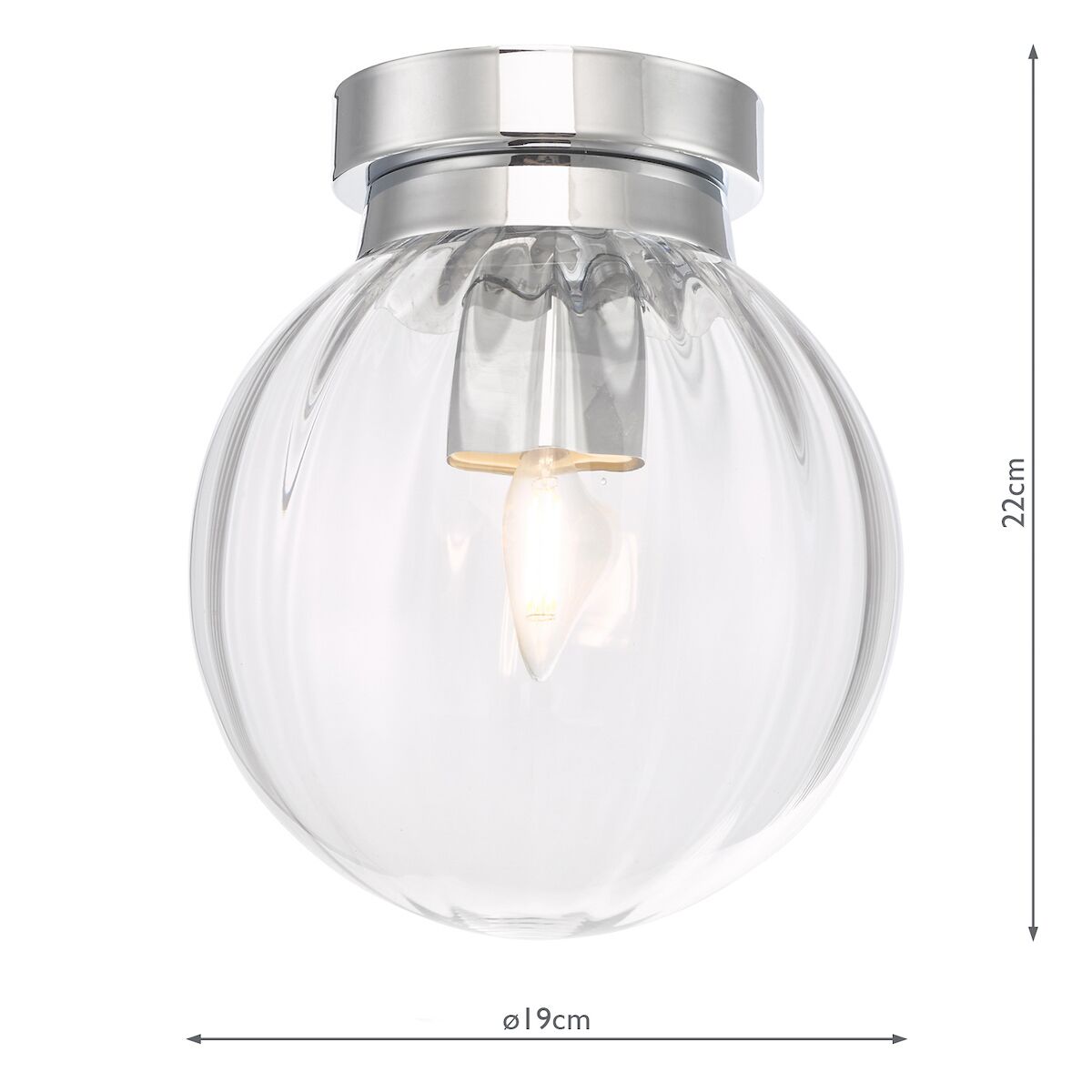 Kavi Bathroom Flush Polished Chrome Glass IP44<br>Ribbed Glass - Image 9