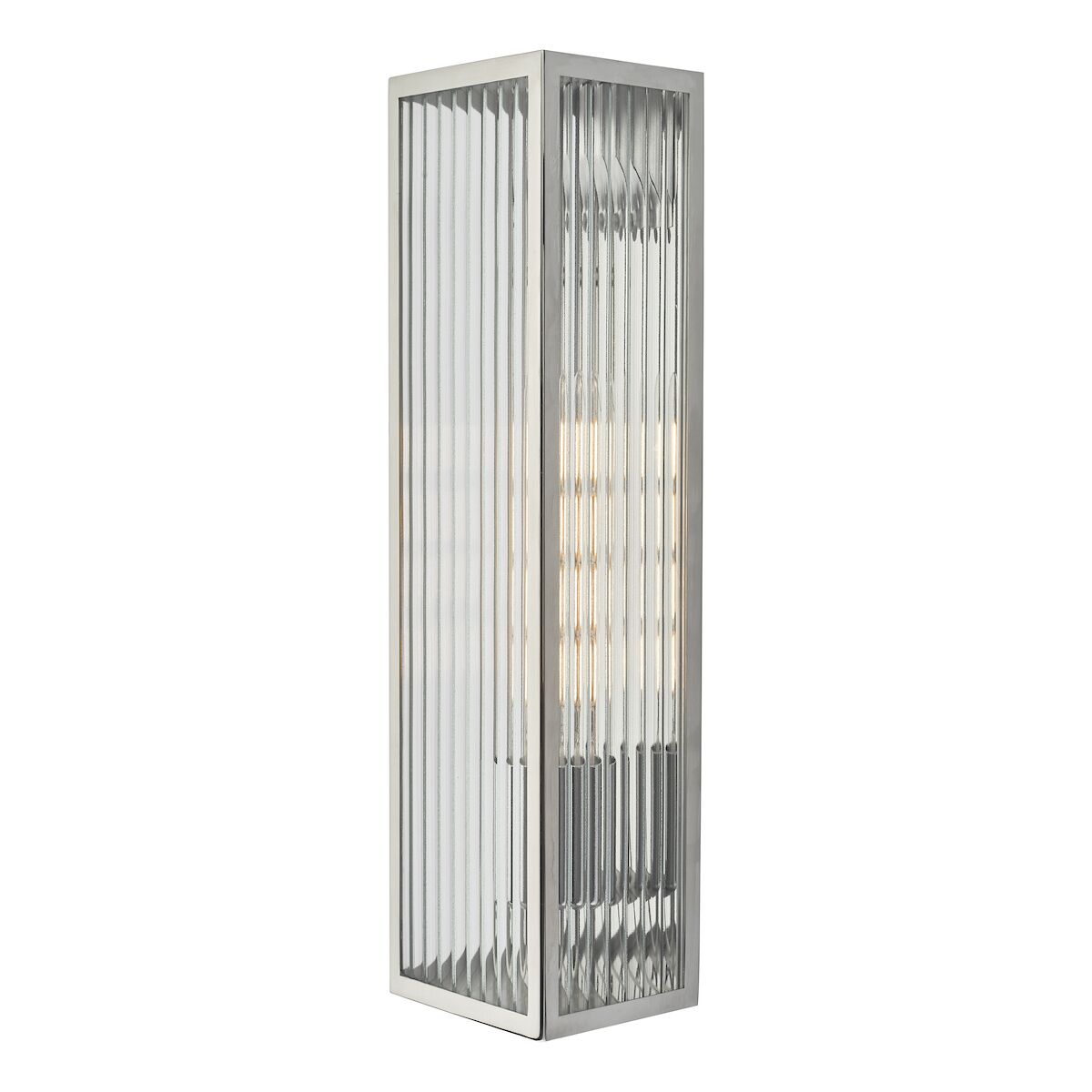 Keegan Large Bathroom Wall Light Polished Stainless Steel Glass IP44<br>Polished Stainless Steel