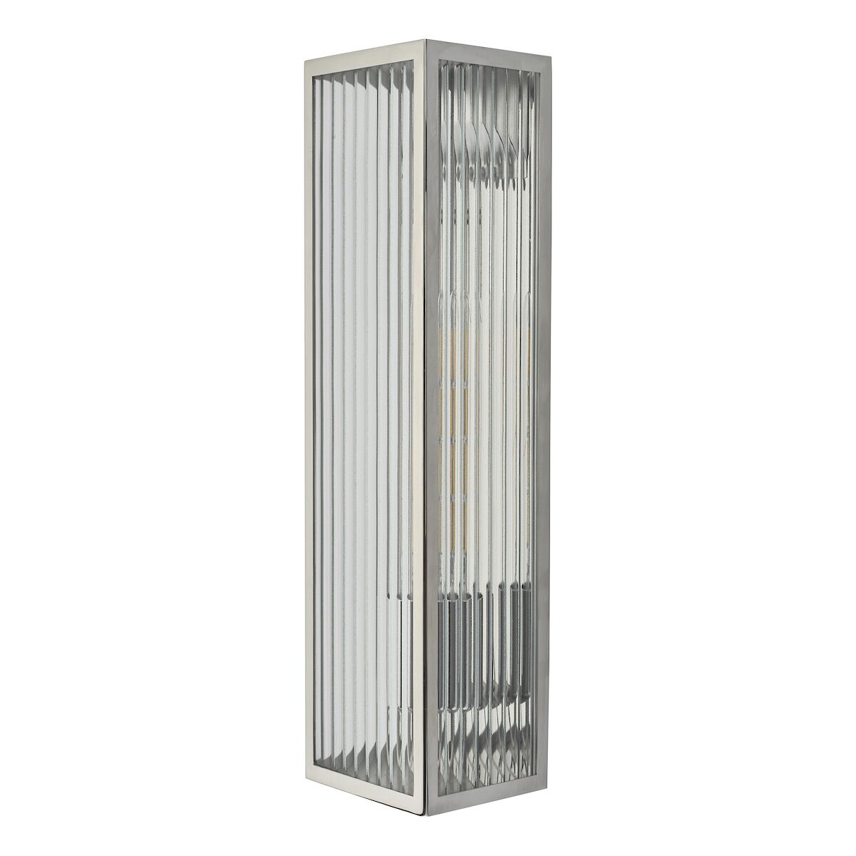 Keegan Large Bathroom Wall Light Polished Stainless Steel Glass IP44<br>Polished Stainless Steel - Image 2