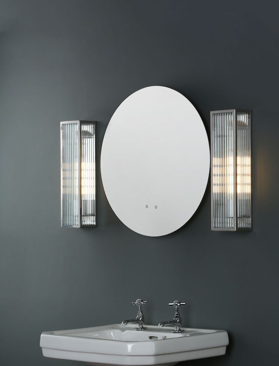 Keegan Large Bathroom Wall Light Polished Stainless Steel Glass IP44<br>Polished Stainless Steel - Image 3