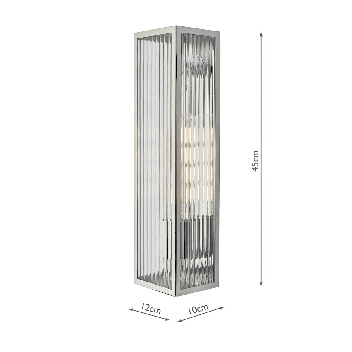 Keegan Large Bathroom Wall Light Polished Stainless Steel Glass IP44<br>Polished Stainless Steel - Image 6