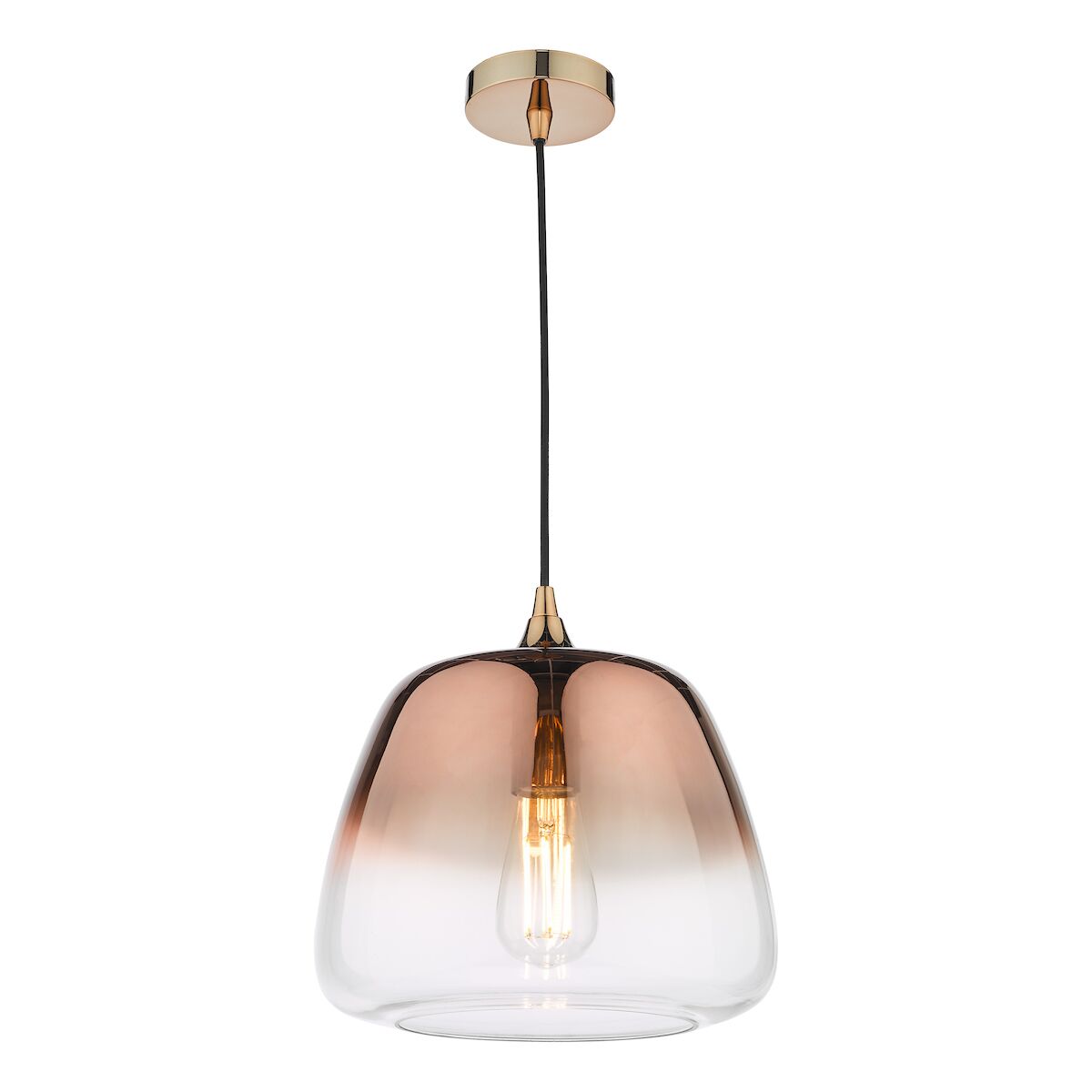 Klaxon 1 Light Pendant Ombre Copper Glass<br>Copper Glass