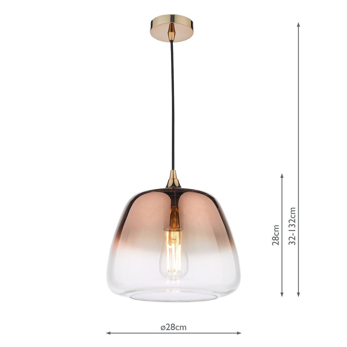 Klaxon 1 Light Pendant Ombre Copper Glass<br>Copper Glass - Image 6