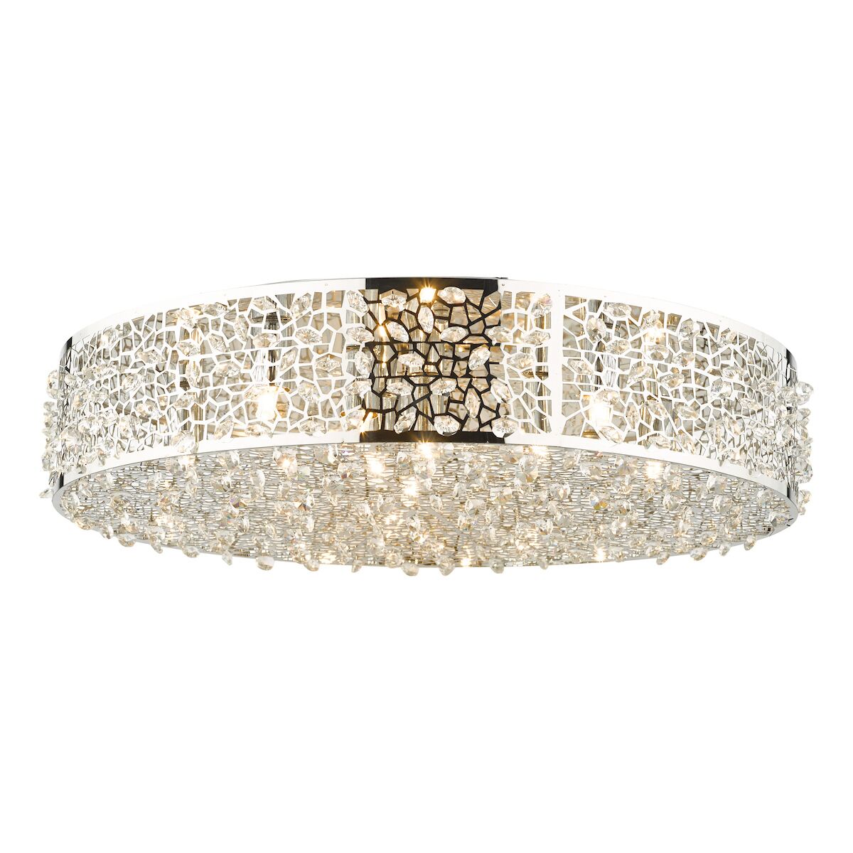 Kotaro 6 Light Flush Polished Chrome & Crystal<br>Polished Stainless Steel