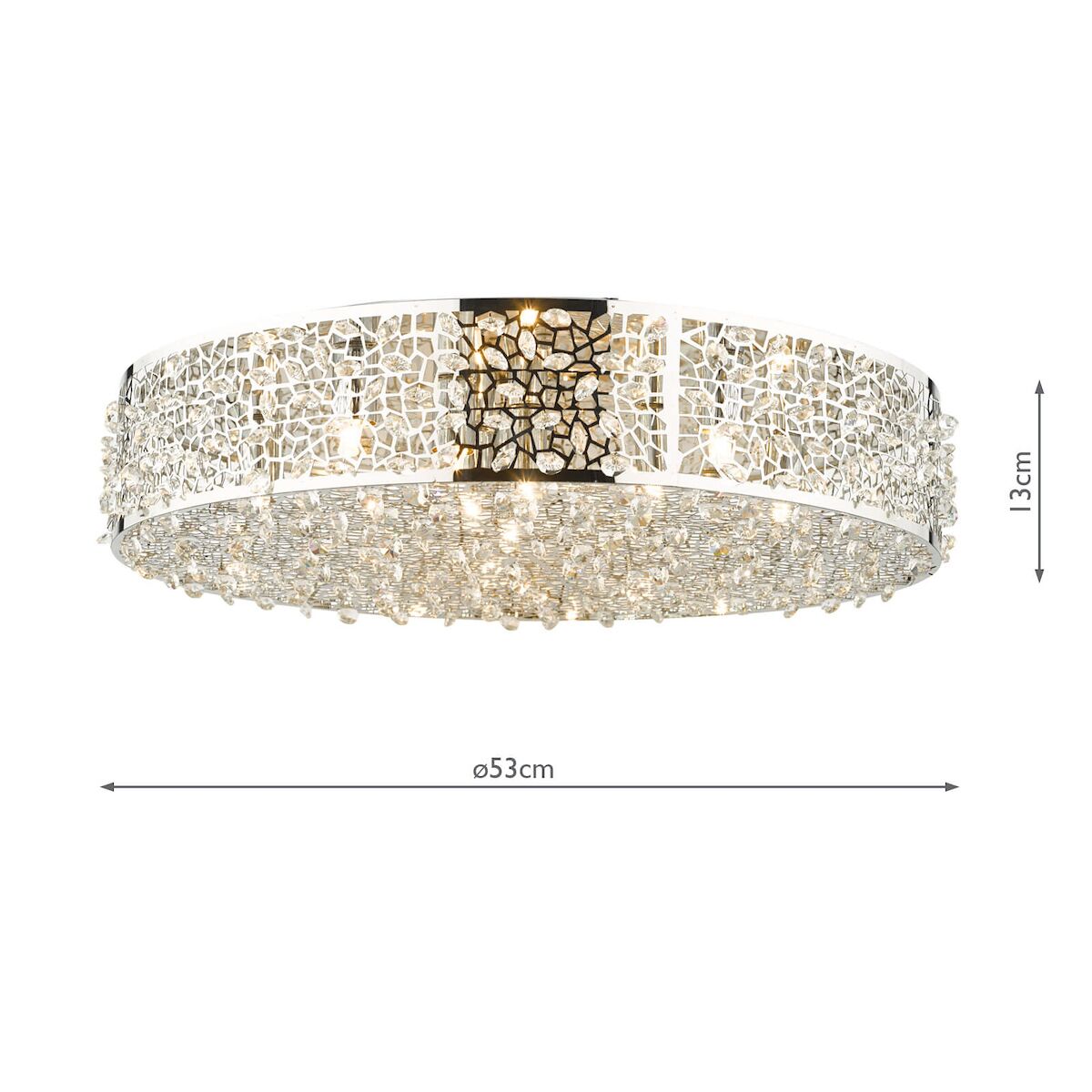 Kotaro 6 Light Flush Polished Chrome & Crystal<br>Polished Stainless Steel - Image 5