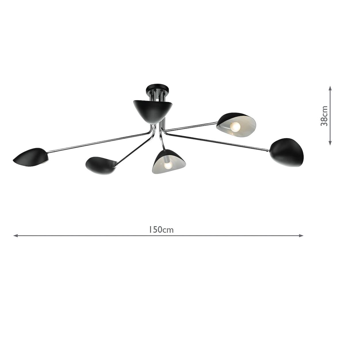 Krug 6 Light Semi Flush Black & Polished Chrome<br>Polished Chrome - Image 7