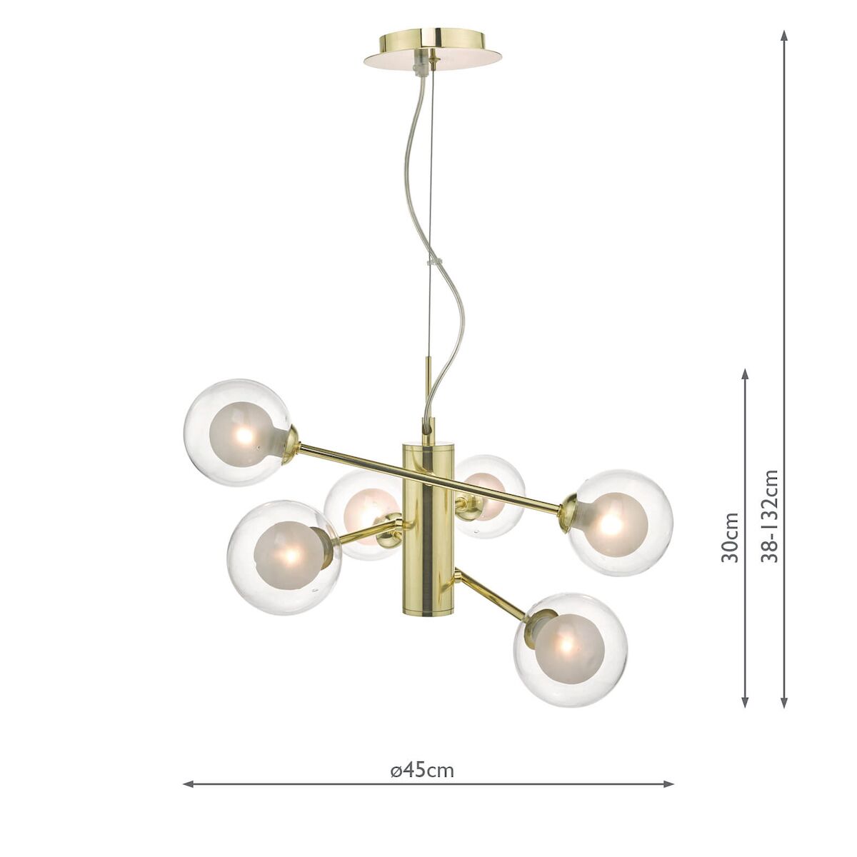 Kumara 6 Light Pendant Gold & Glass<br>Polished Gold - Image 4