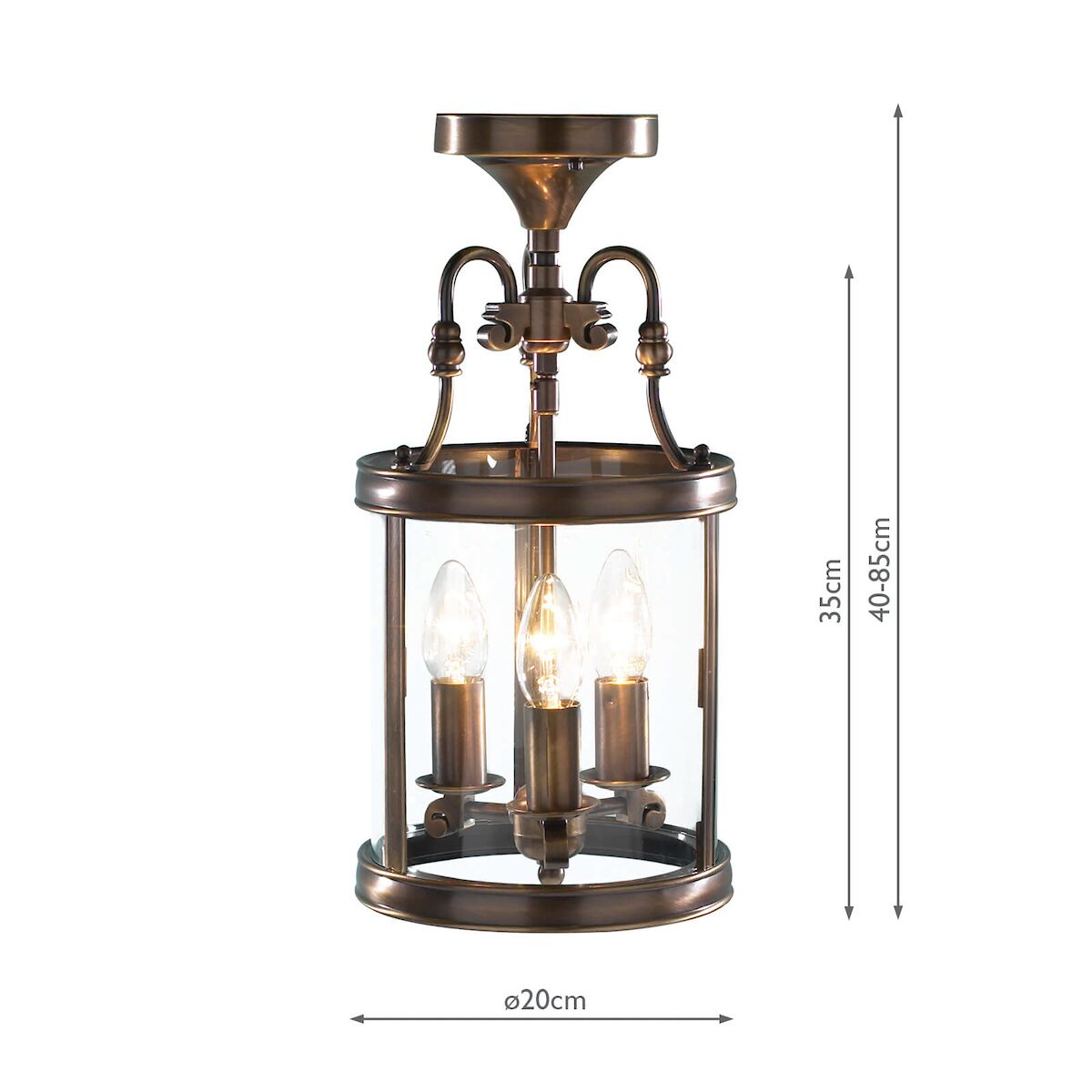 Lambeth 3 Light Lantern Dual Mount Antique Brass<br>Antique Brass - Image 4