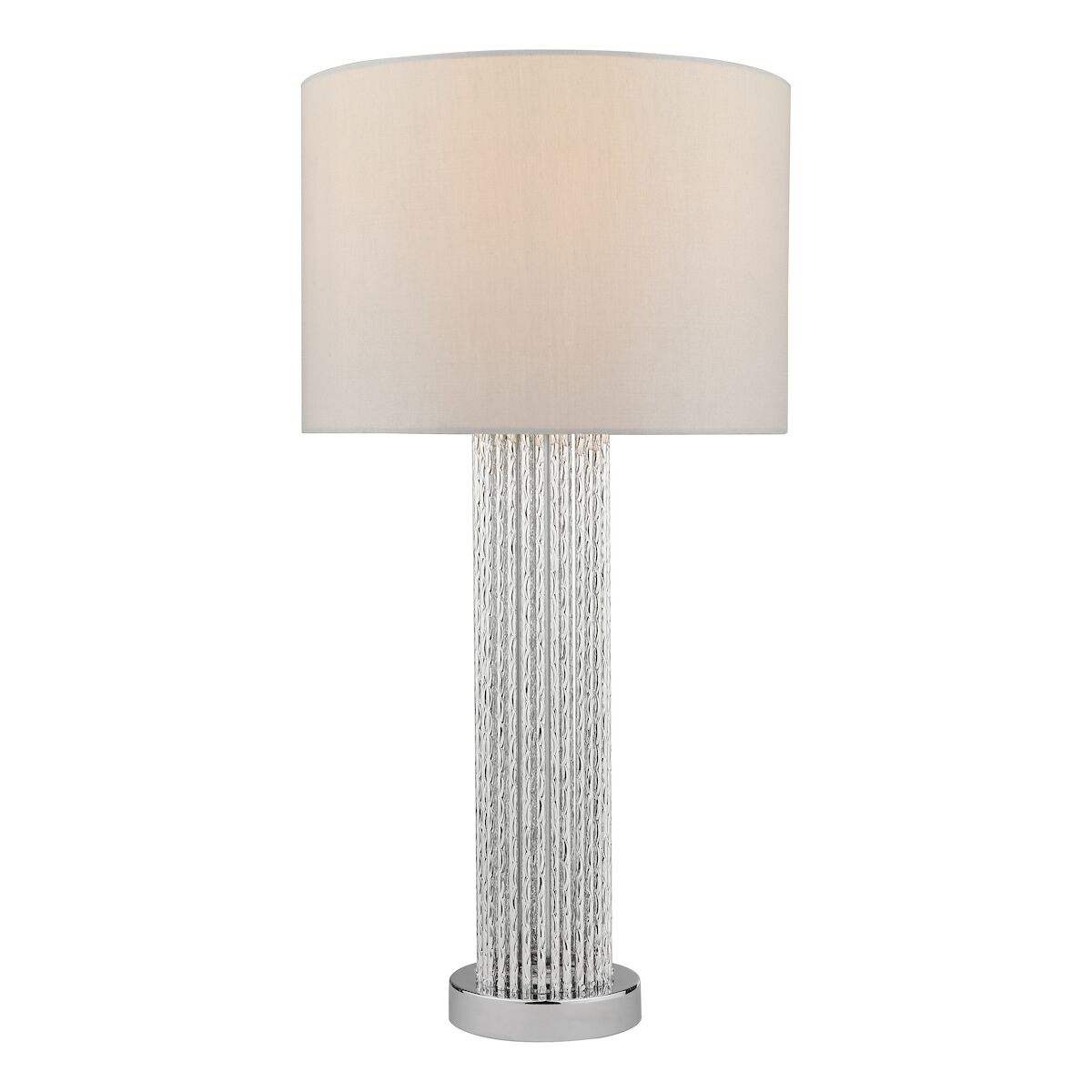 Lazio Table Lamp Polished Chrome Silver Rod With Faux Silk Shade <br>Satin Silver