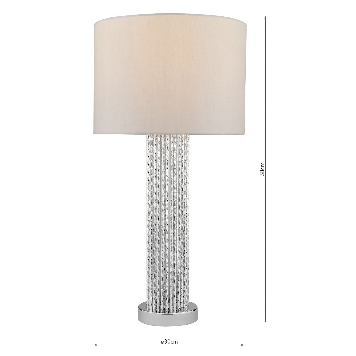 Lazio Table Lamp Polished Chrome Silver Rod With Faux Silk Shade <br>Satin Silver - Image 6