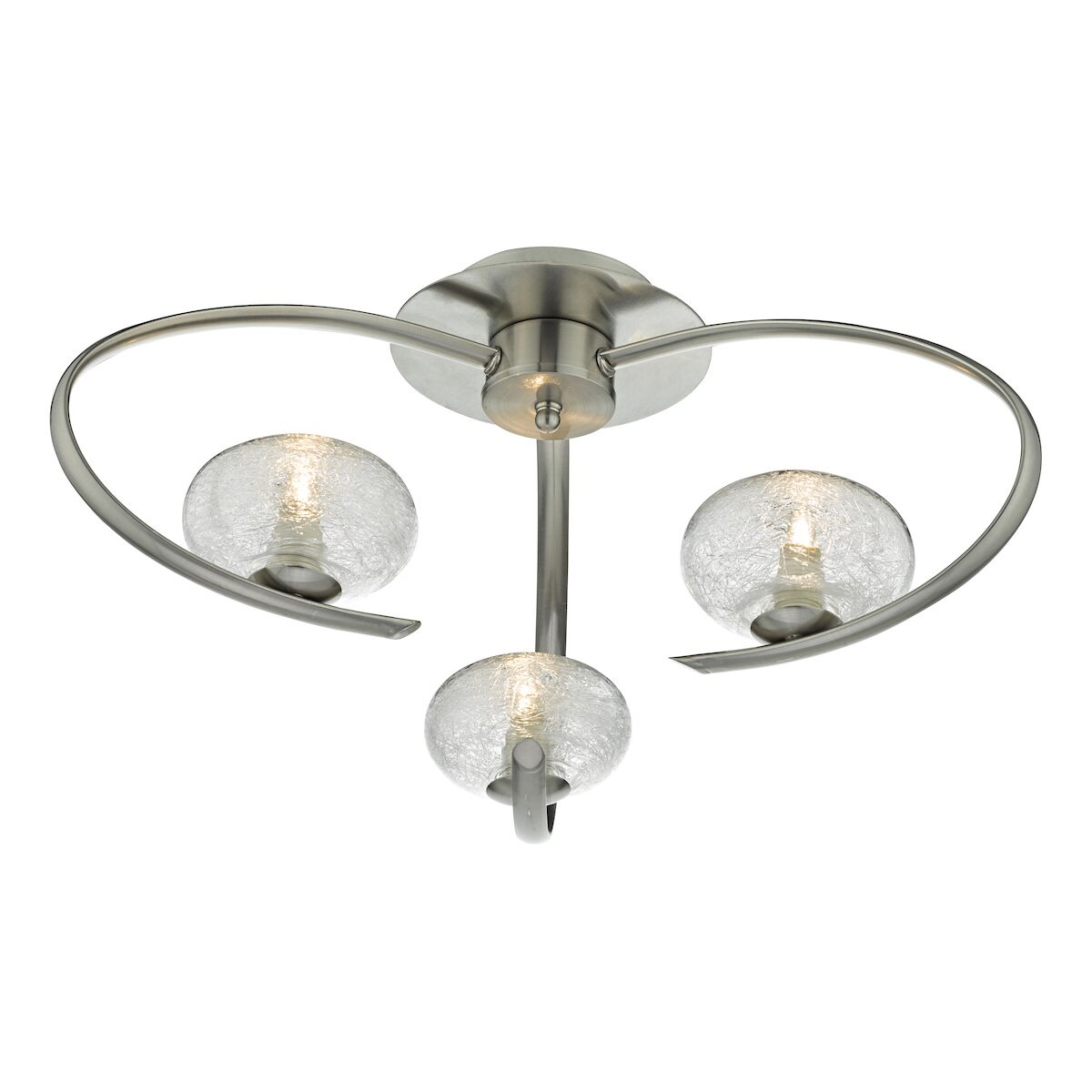 Leighton 3 Light Semi Flush Satin Chrome Glass<br>Satin Chrome