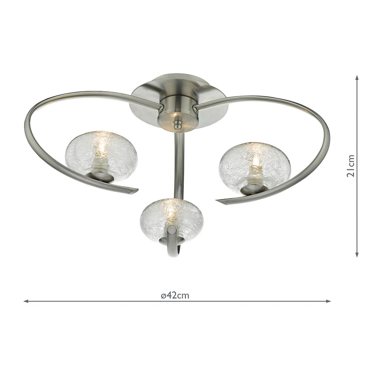 Leighton 3 Light Semi Flush Satin Chrome Glass<br>Satin Chrome - Image 5