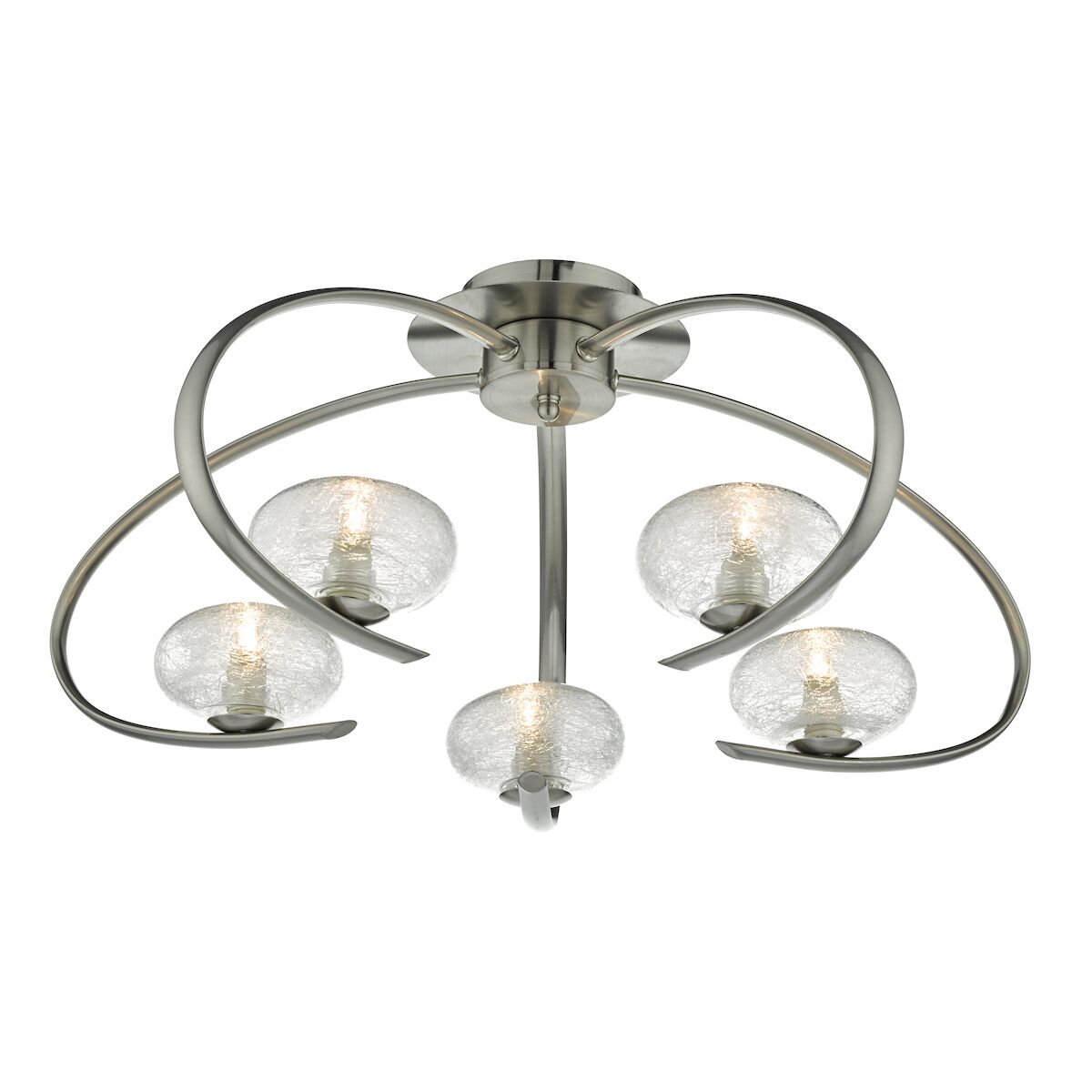 Leighton 5lt Semi Flush Satin Chrome & Sugar Cane Glass<br>Satin Chrome