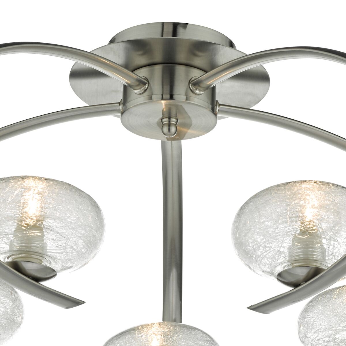 Leighton 5lt Semi Flush Satin Chrome & Sugar Cane Glass<br>Satin Chrome - Image 2