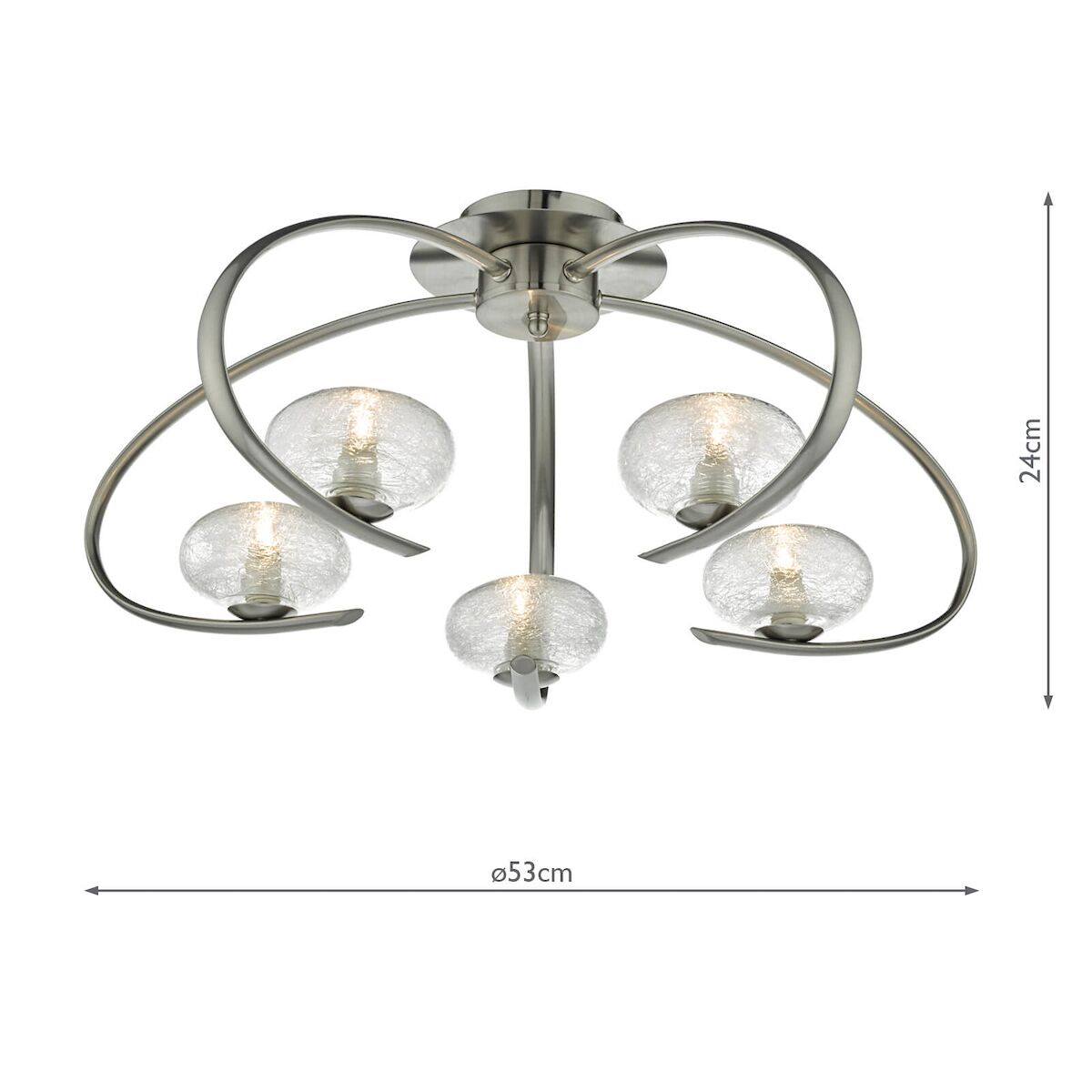 Leighton 5lt Semi Flush Satin Chrome & Sugar Cane Glass<br>Satin Chrome - Image 5
