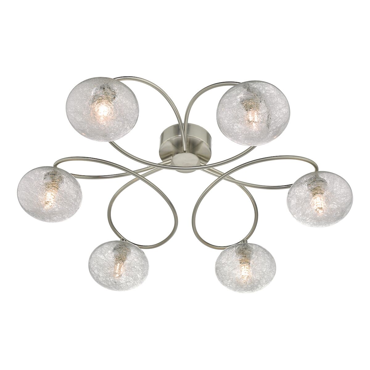 Leysha 6 Light Semi Flush Satin Nickel & Glass<br>Satin Nickel