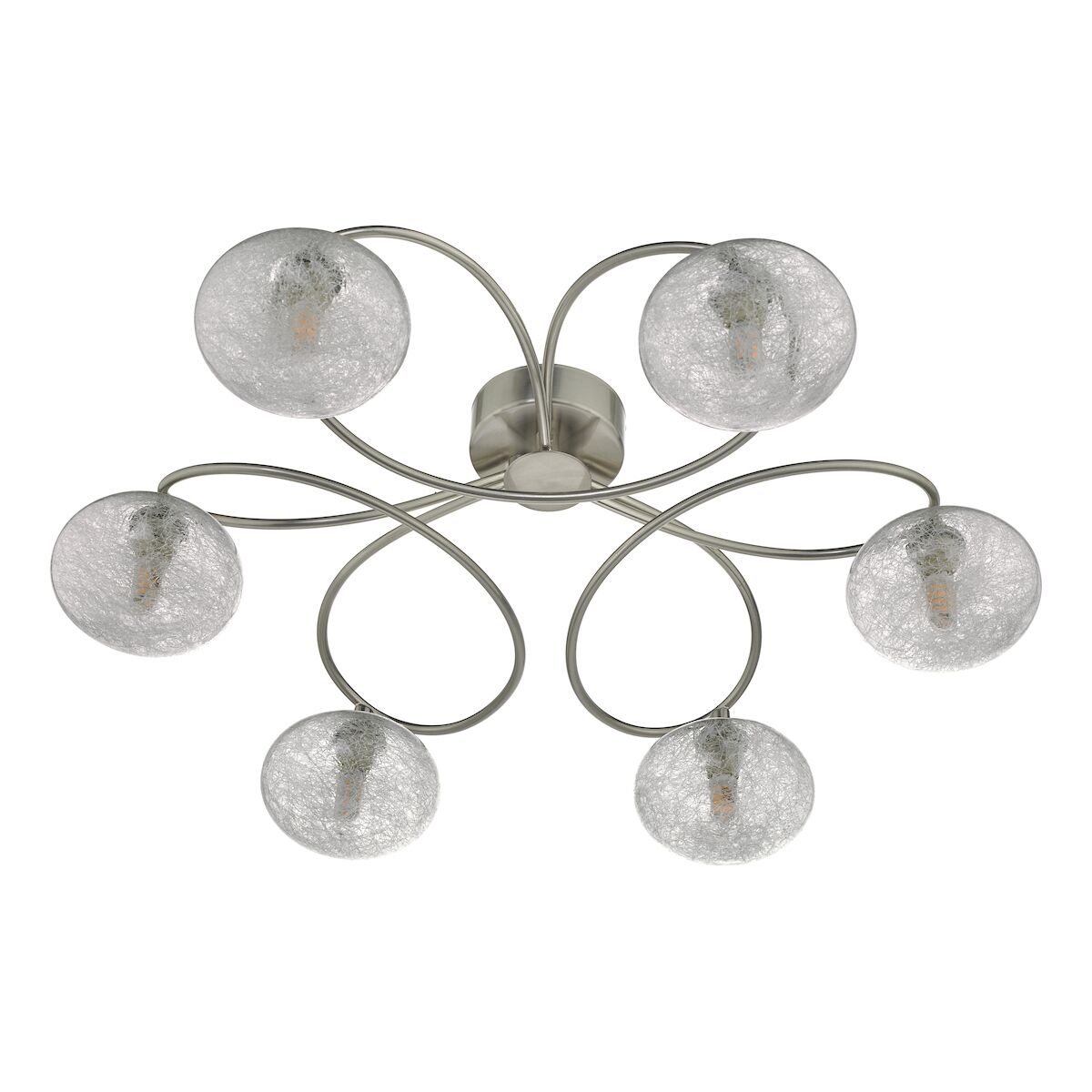 Leysha 6 Light Semi Flush Satin Nickel & Glass<br>Satin Nickel - Image 2