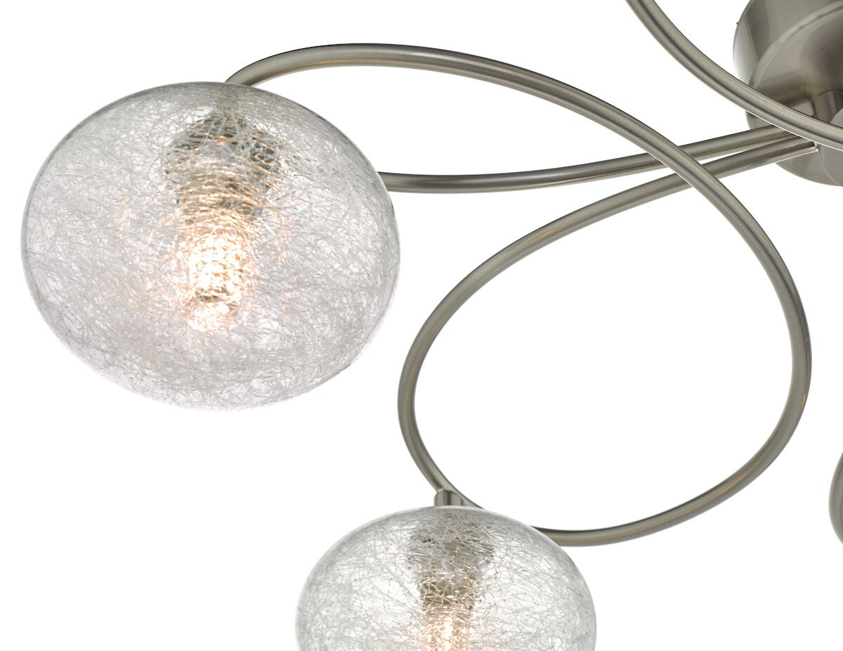 Leysha 6 Light Semi Flush Satin Nickel & Glass<br>Satin Nickel - Image 3