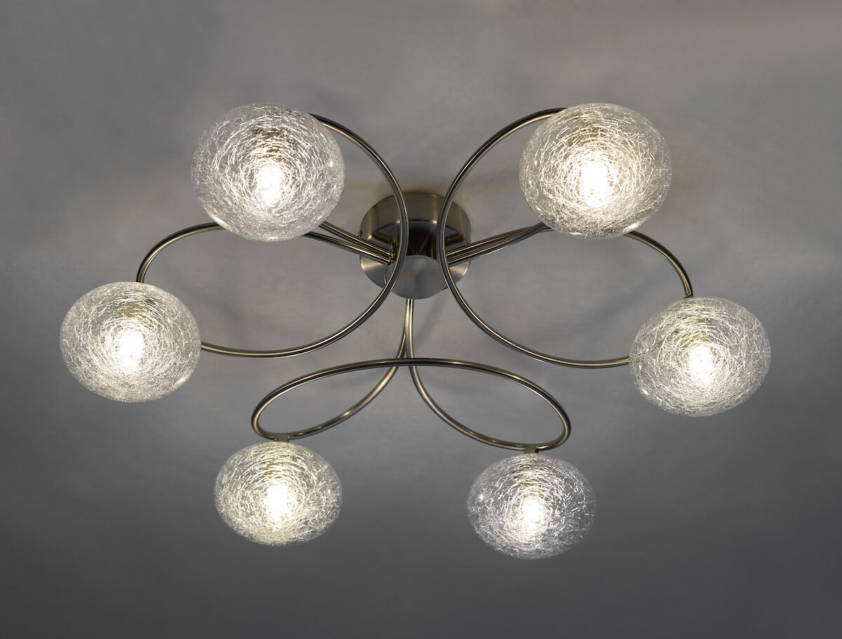 Leysha 6 Light Semi Flush Satin Nickel & Glass<br>Satin Nickel - Image 4