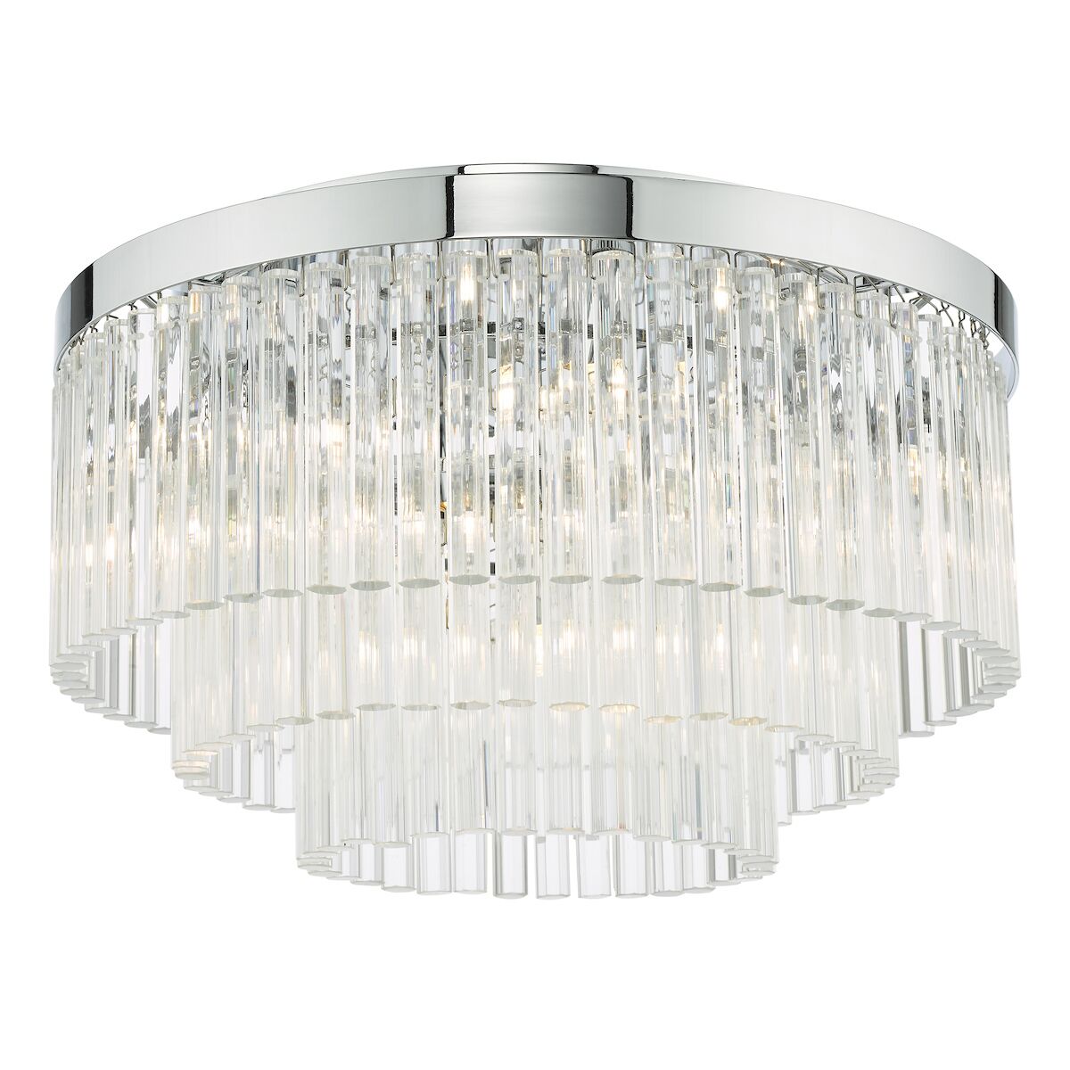 Logan 5 Light Flush Polished Chrome Glass<br>Polished Chrome