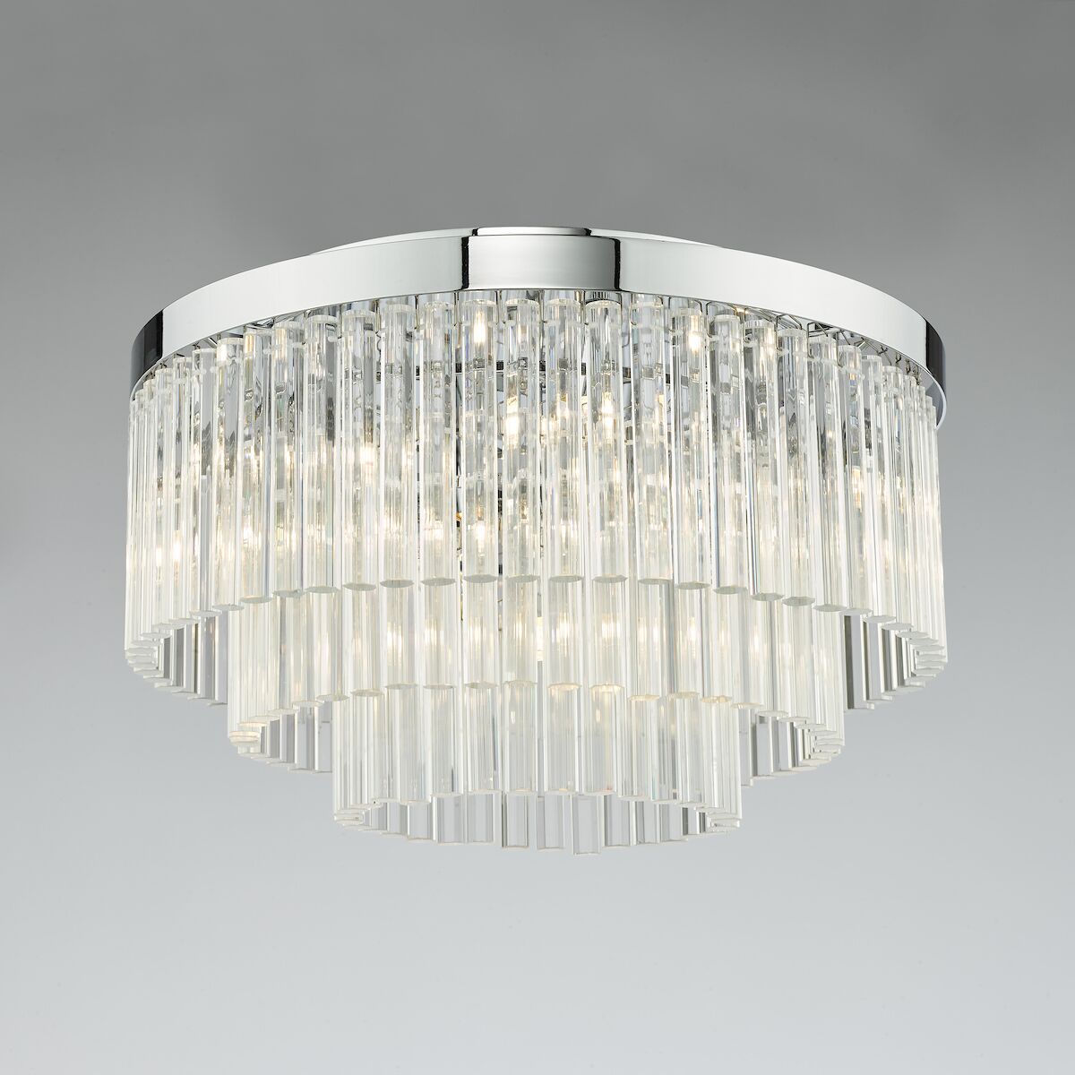 Logan 5 Light Flush Polished Chrome Glass<br>Polished Chrome - Image 5