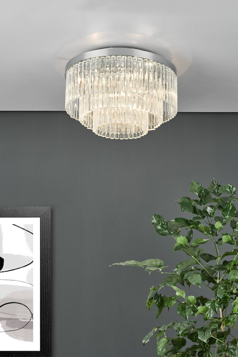 Logan 5 Light Flush Polished Chrome Glass<br>Polished Chrome - Image 7