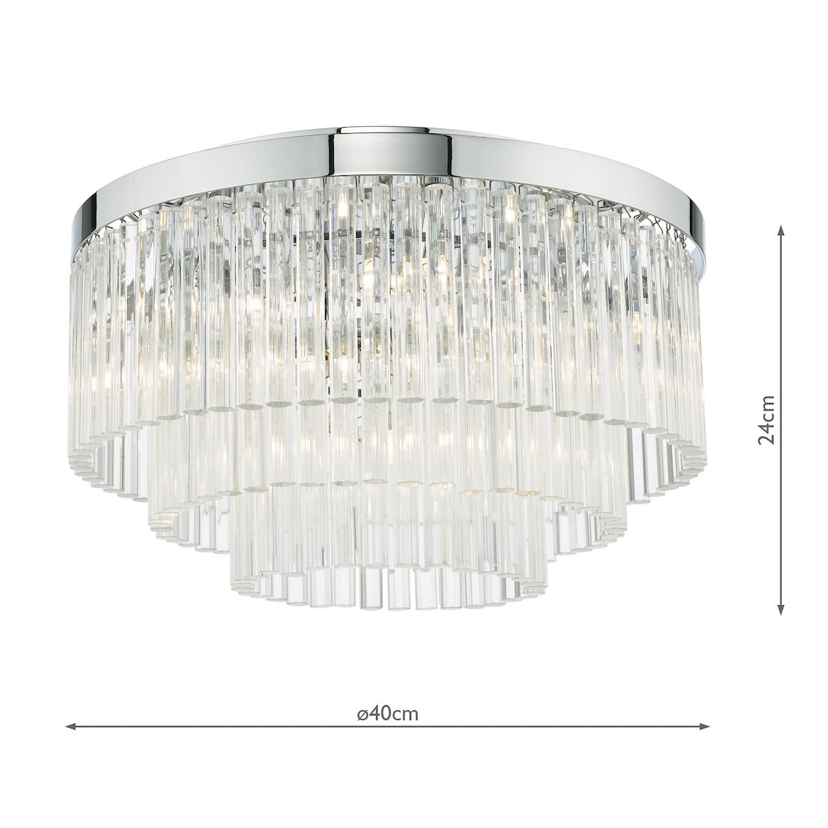 Logan 5 Light Flush Polished Chrome Glass<br>Polished Chrome - Image 8