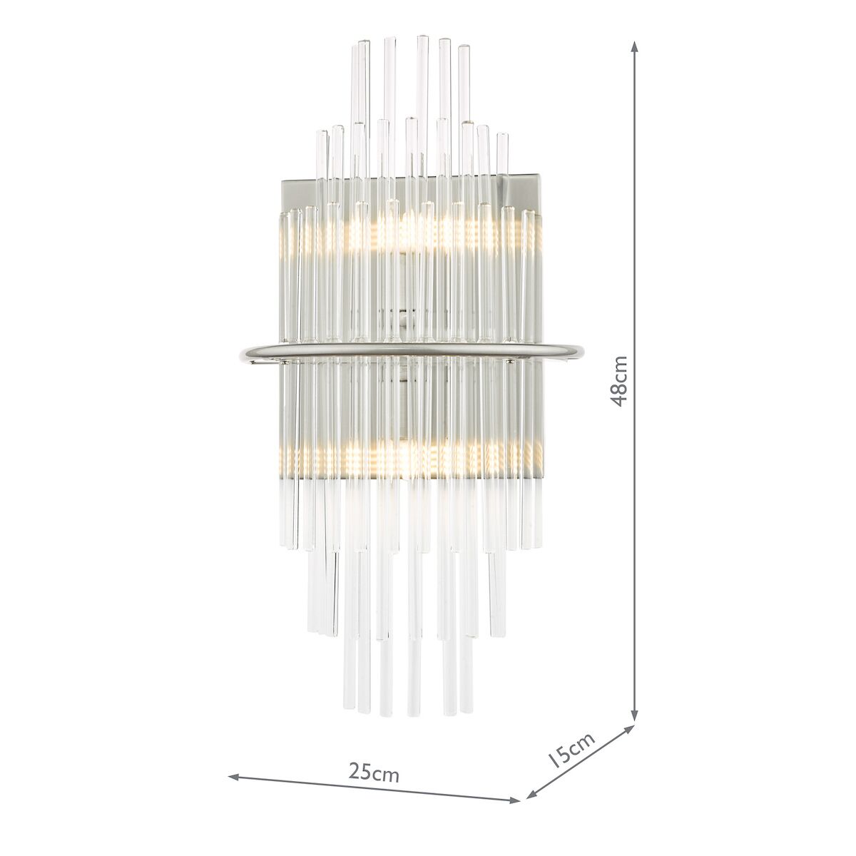 Lukas 2 Light Wall Light Polished Chrome Glass<br>Polished Chrome - Image 8