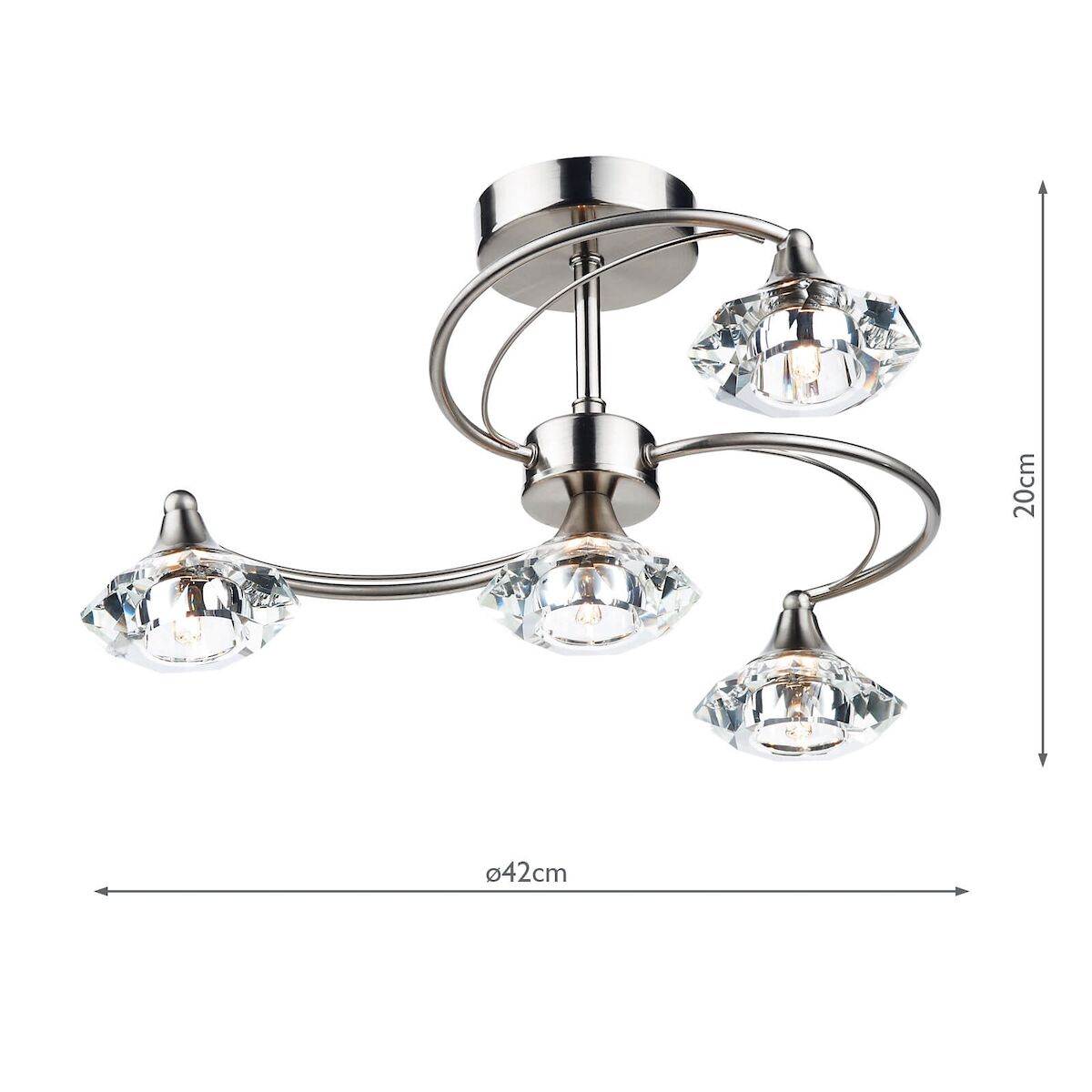 Luther 4 Light Semi Flush Satin Chrome CrystalSatin Chrome - Image 5