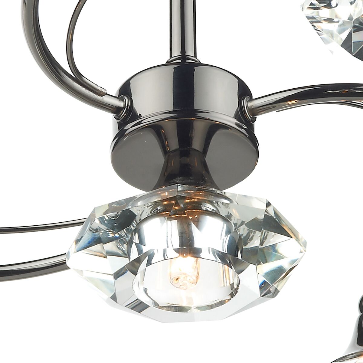Luther 4 Light Semi Flush Black Chrome Crystal<br>Polished Black Chrome - Image 2
