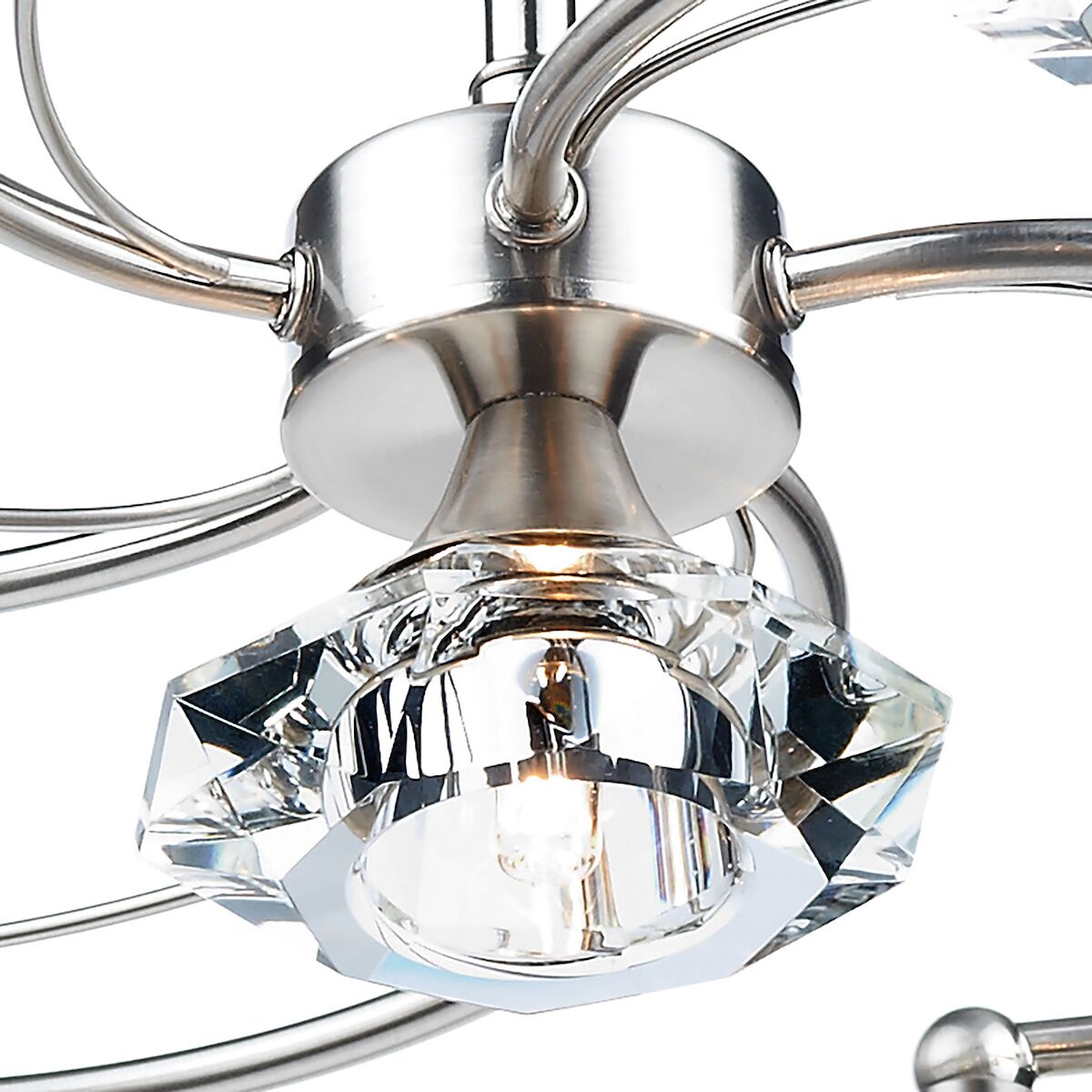 Luther 6 Light Semi Flush Satin Chrome Crystal<br>Satin Chrome - Image 3