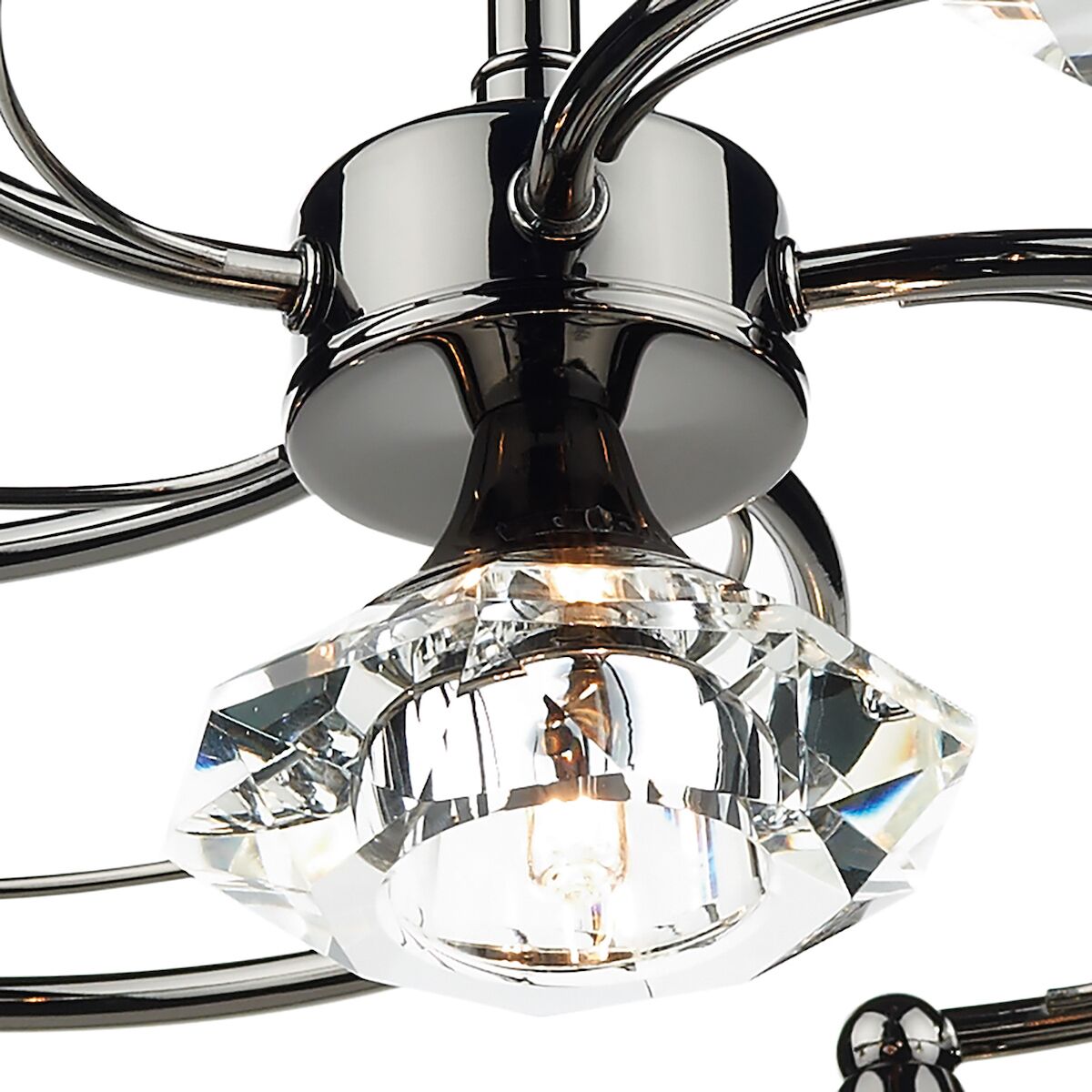 Luther 6 Light Semi Flush Black Chrome Crystal<br>Polished Black Chrome - Image 3