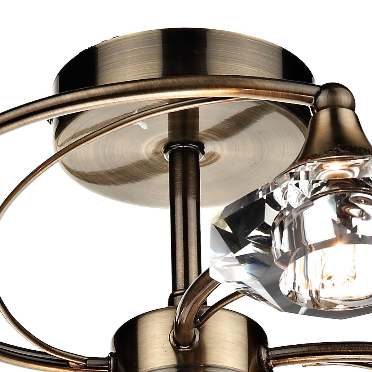 Luther 6 Light Semi Flush Antique Brass Crystal<br>Antique Brass - Image 2