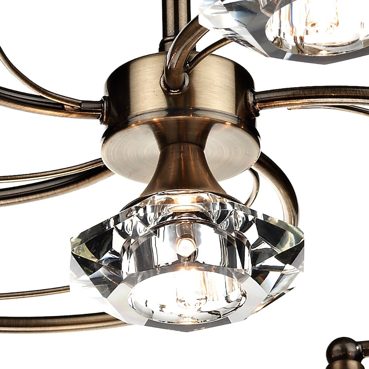 Luther 6 Light Semi Flush Antique Brass Crystal<br>Antique Brass - Image 3