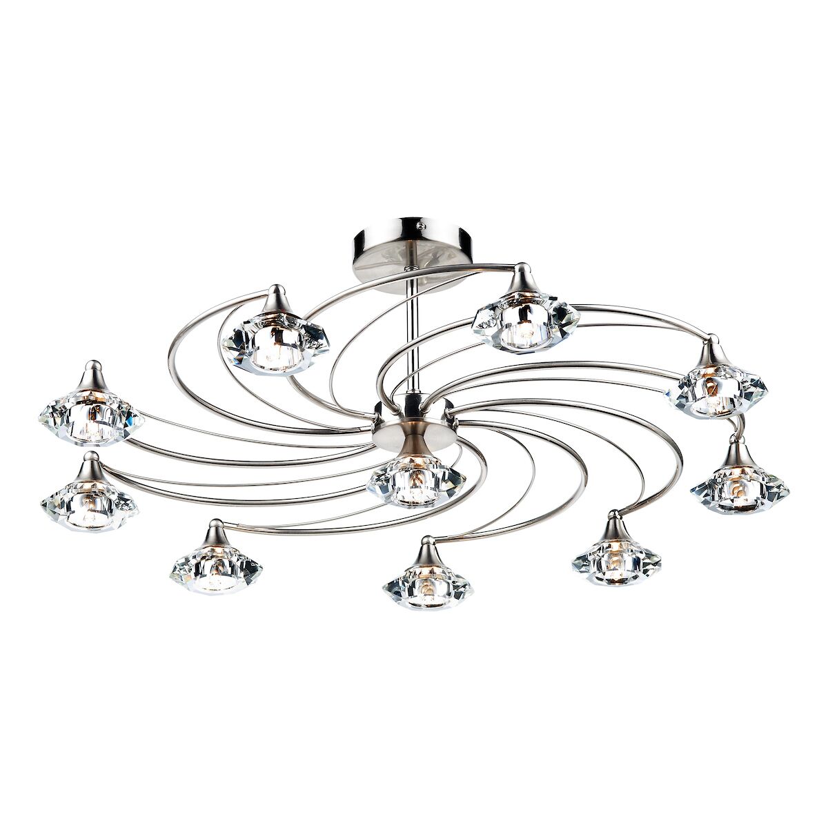 Luther 10 Light Semi Flush Satin Chrome Crystal<br>Satin Chrome