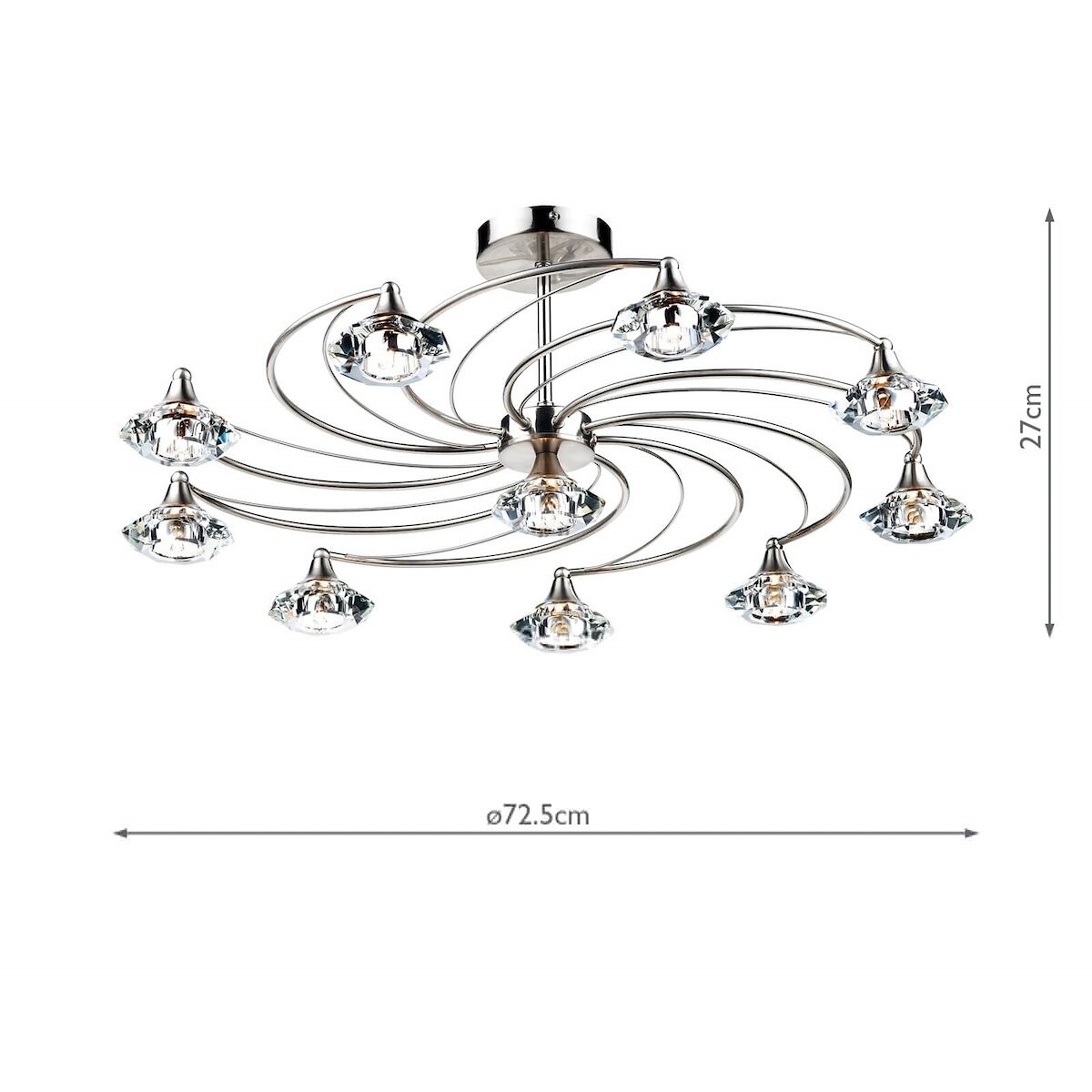 Luther 10 Light Semi Flush Satin Chrome Crystal<br>Satin Chrome - Image 4