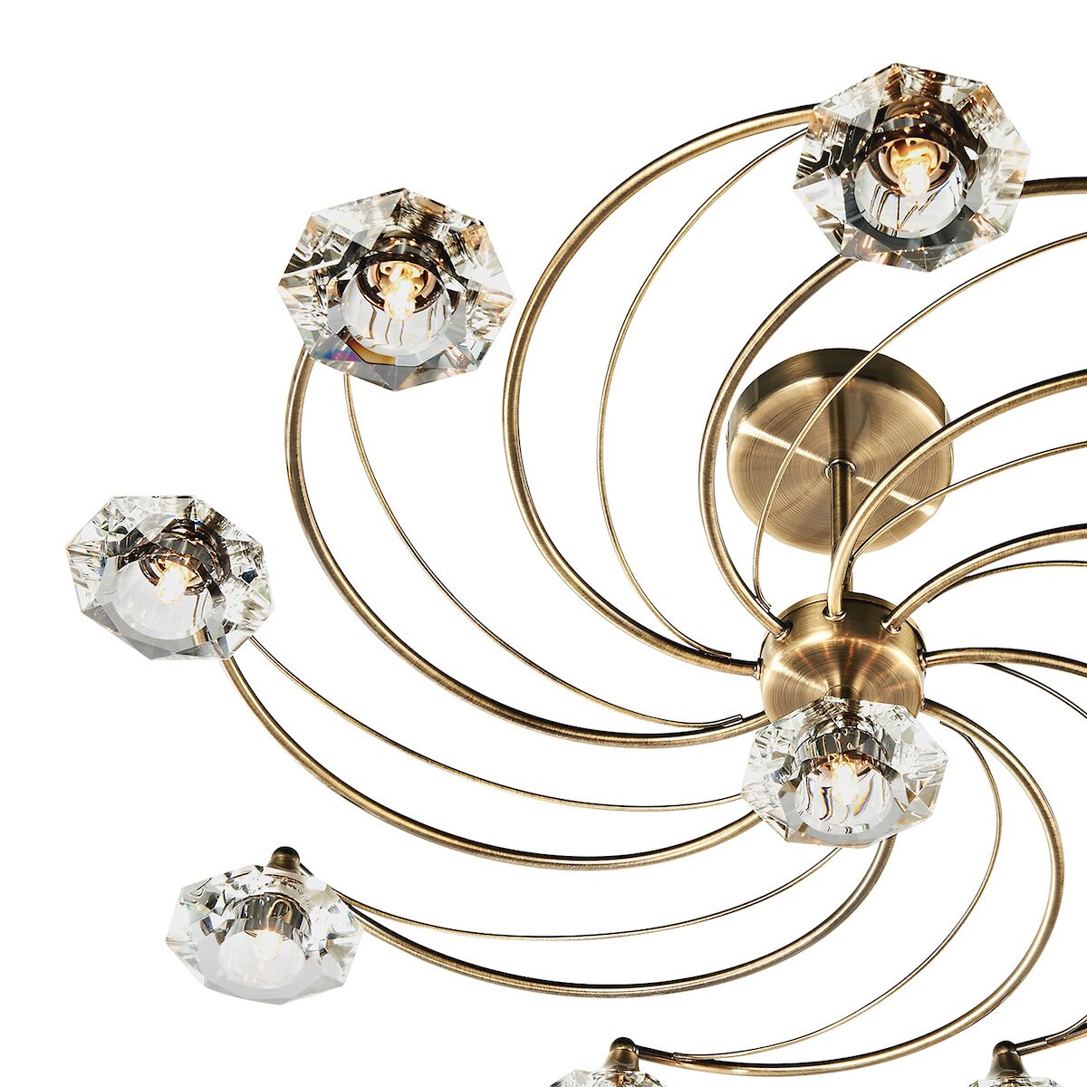 Luther 10 Light Semi Flush Antique Brass Crystal<br>Antique Brass - Image 2