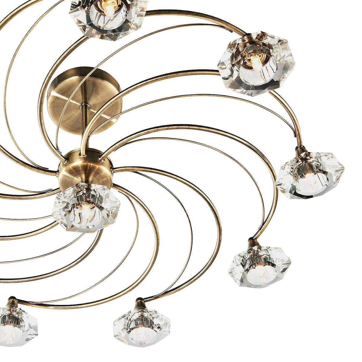 Luther 10 Light Semi Flush Antique Brass Crystal<br>Antique Brass - Image 3