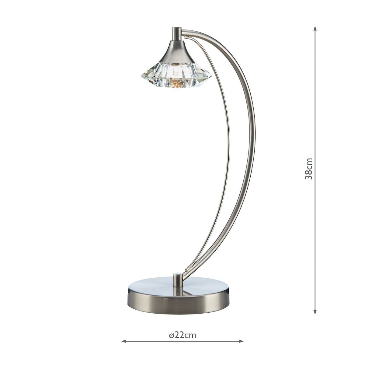 Luther Table Lamp Satin Chrome Crystal<br>Satin Chrome - Image 4