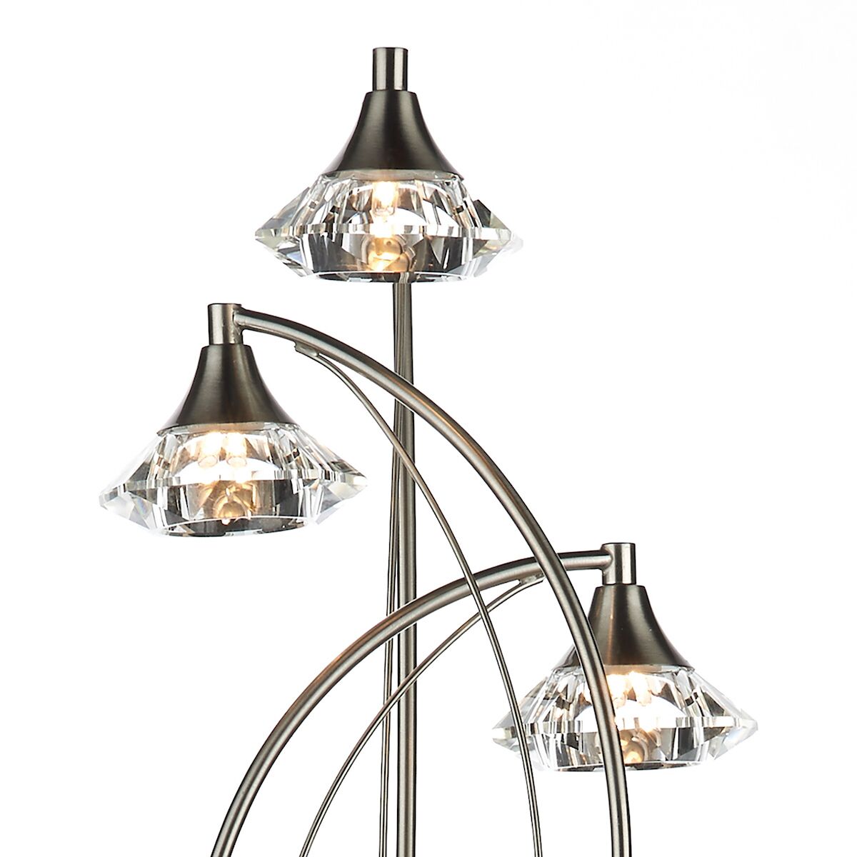 Luther 3 Light Floor Lamp Satin Chrome Crystal<br>Satin Chrome - Image 2