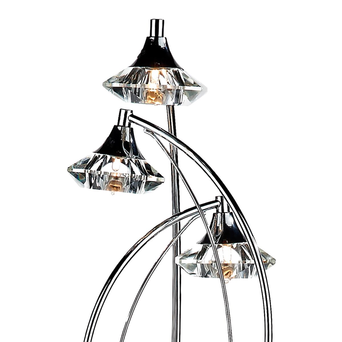Luther 3 Light Floor Lamp Polished Chrome Crystal<br>Polished Chrome - Image 2