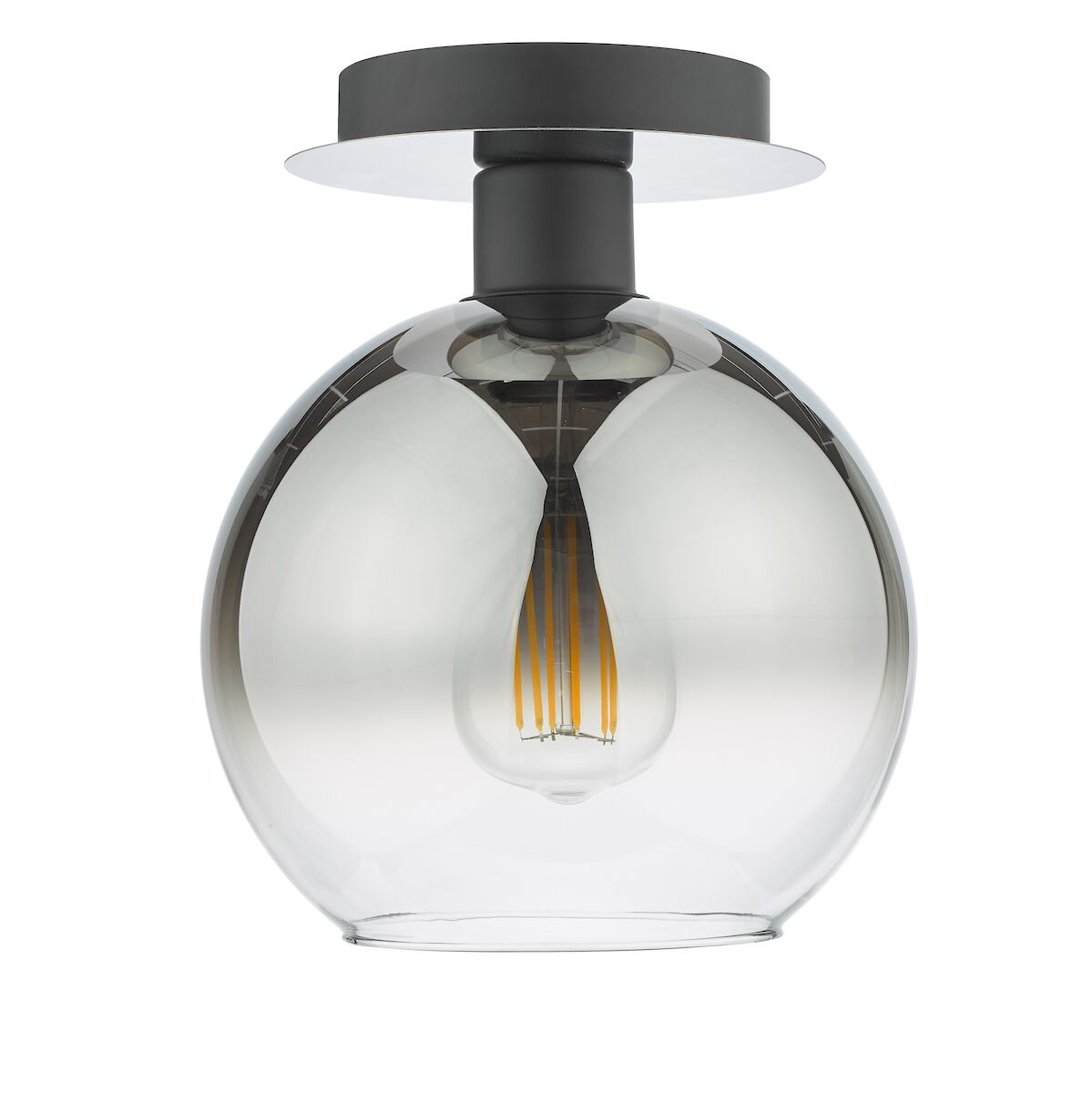 Lycia 1 Light Semi Flush Matt Black Ombre Smoked Glass<br>Matt Black - Image 2