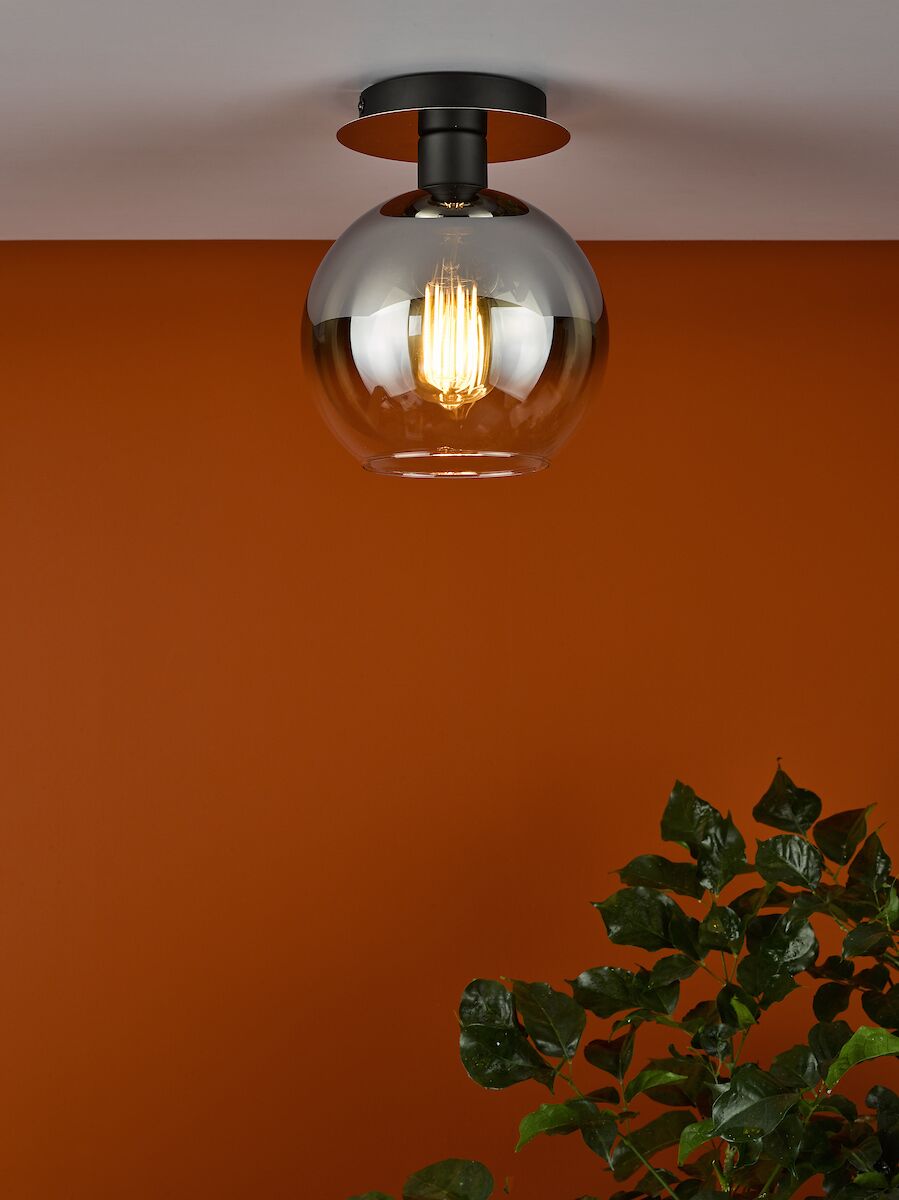 Lycia 1 Light Semi Flush Matt Black Ombre Smoked Glass<br>Matt Black - Image 3