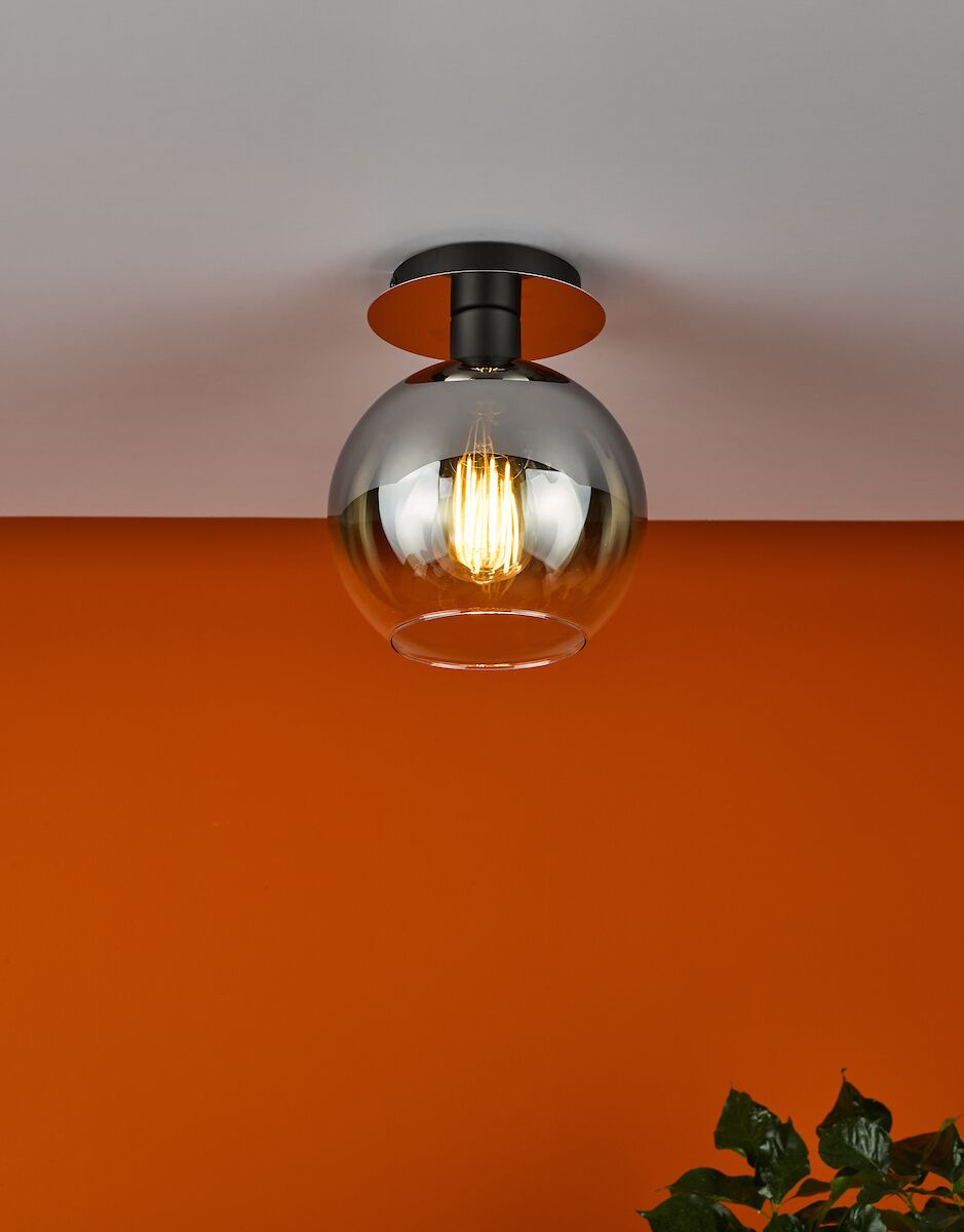 Lycia 1 Light Semi Flush Matt Black Ombre Smoked Glass<br>Matt Black - Image 4