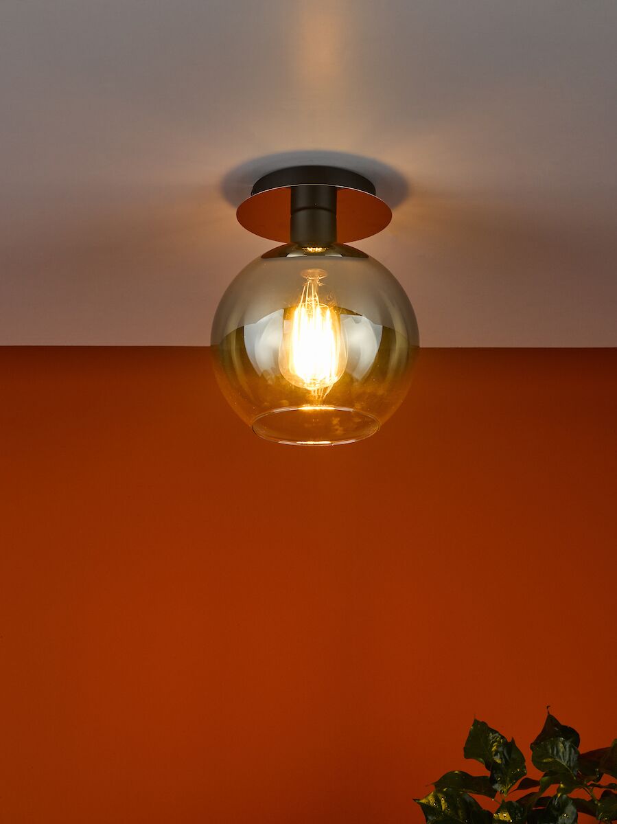 Lycia 1 Light Semi Flush Matt Black Ombre Smoked Glass<br>Matt Black - Image 5