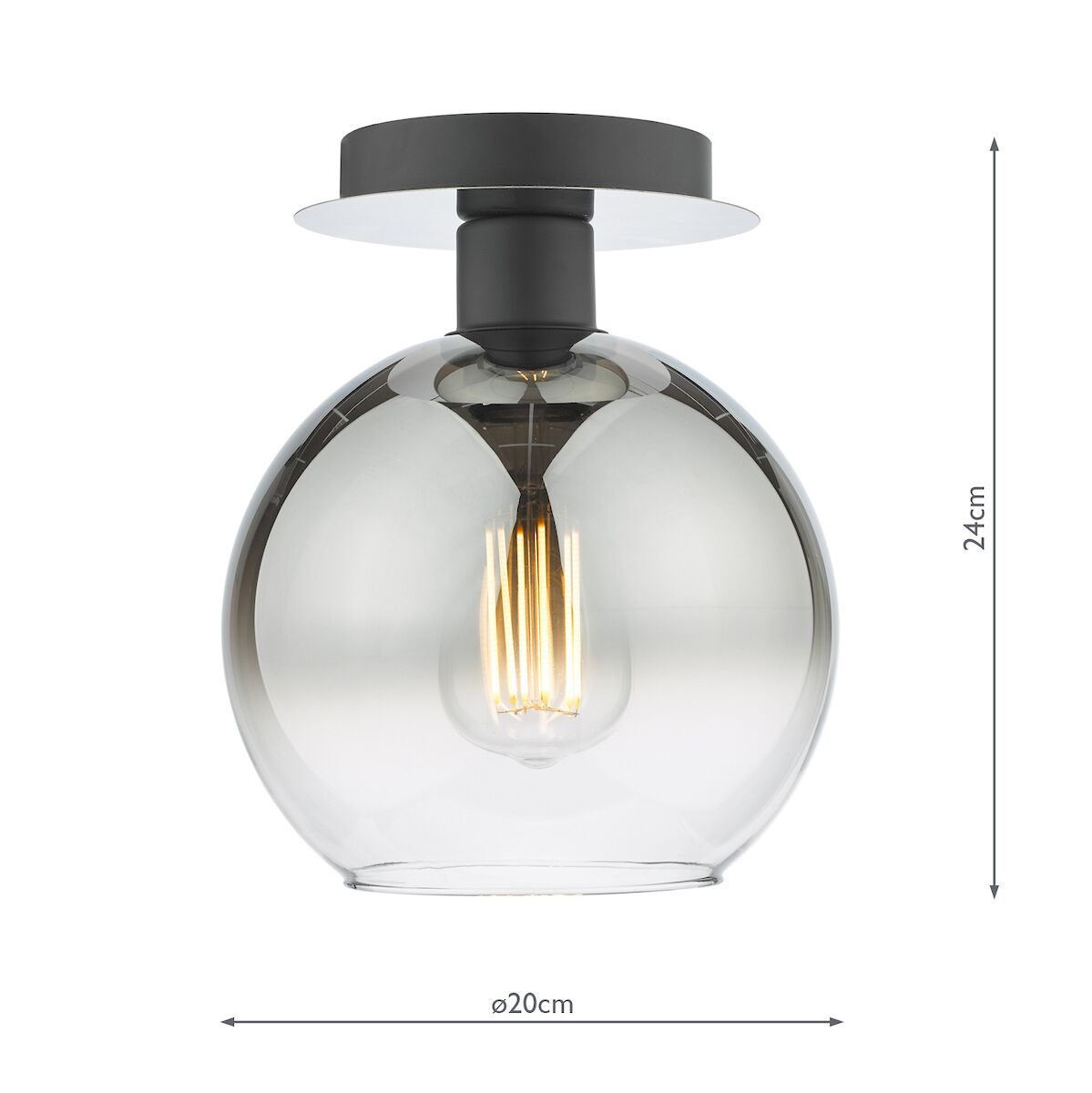Lycia 1 Light Semi Flush Matt Black Ombre Smoked Glass<br>Matt Black - Image 6