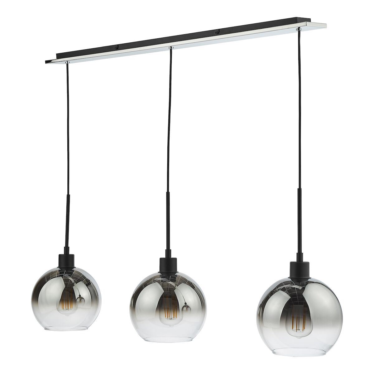 Lycia 3 Light Bar Pendant Matt Black Ombre Smoked Glass<br>Matt Black - Image 2