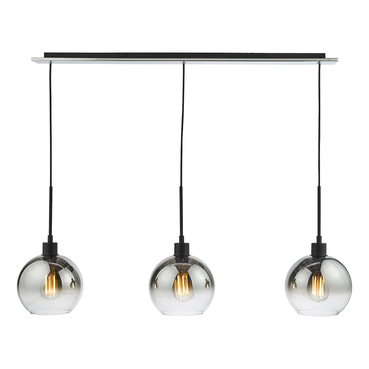 Lycia 3 Light Bar Pendant Matt Black Ombre Smoked Glass<br>Matt Black - Image 3